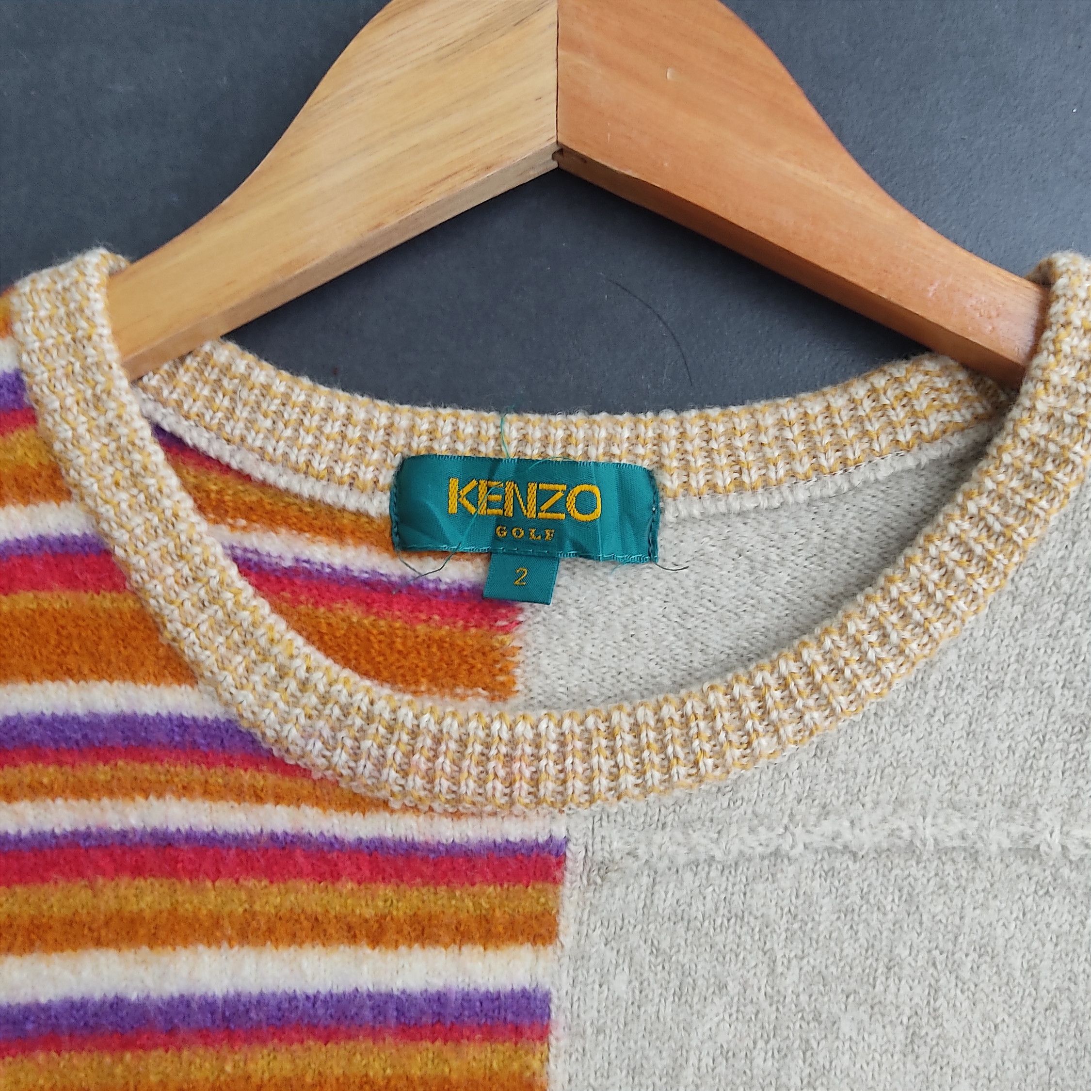 Kenzo Vintage KENZO Golf Colours Striped Wool Sweater Size US XS / EU 42 / 0 - 7 Thumbnail