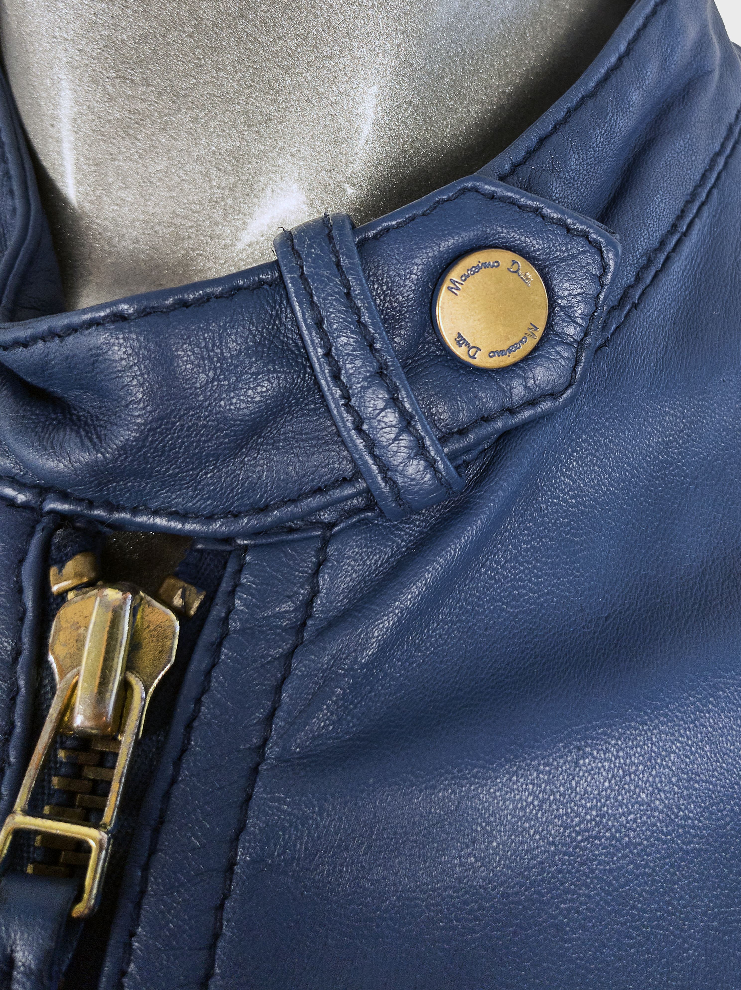 Massimo Dutti Massimo Dutti women's blue leather jacket Size L / US 10 / IT 46 - 9 Thumbnail