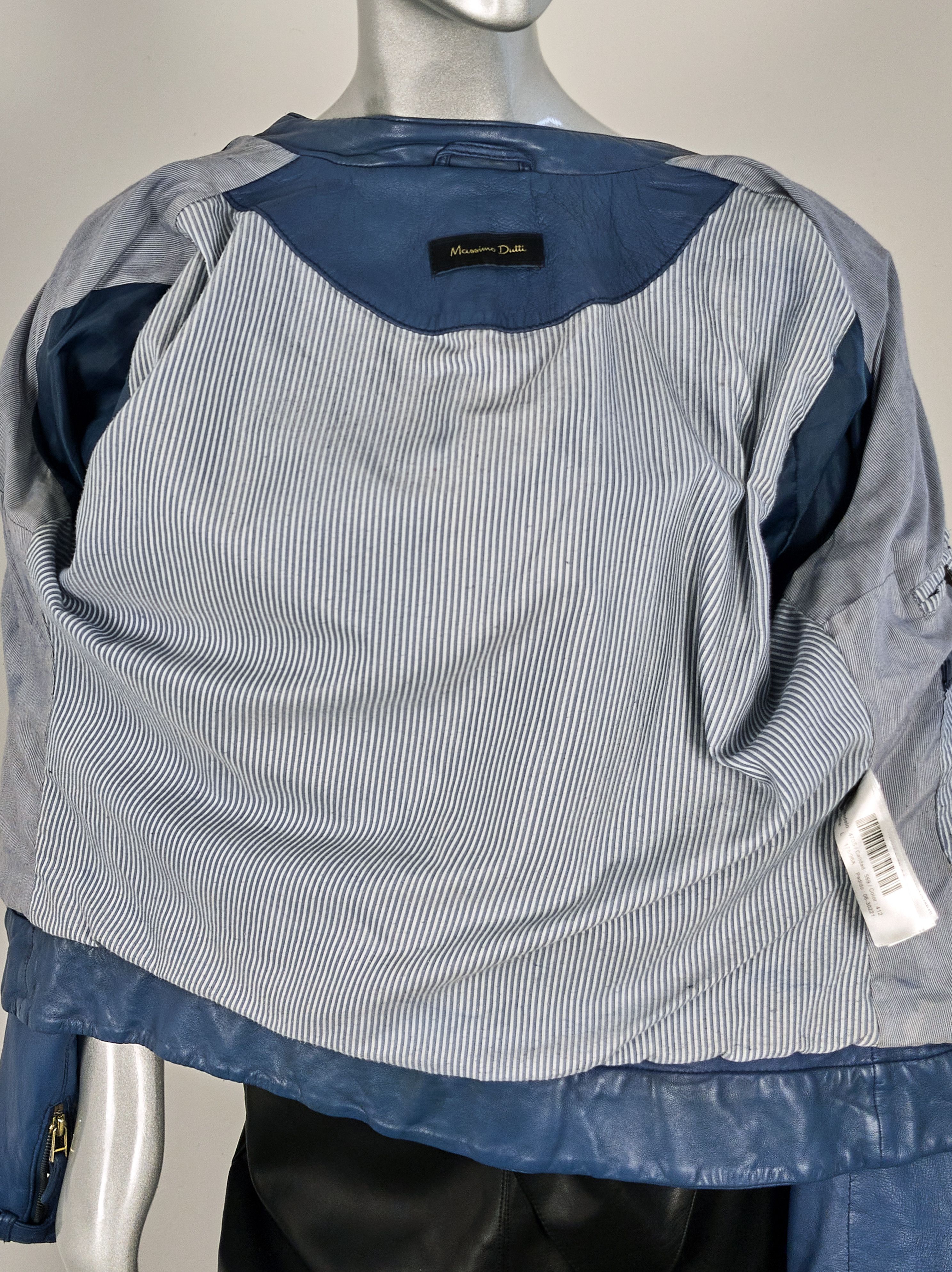Massimo Dutti Massimo Dutti women's blue leather jacket Size L / US 10 / IT 46 - 13 Thumbnail