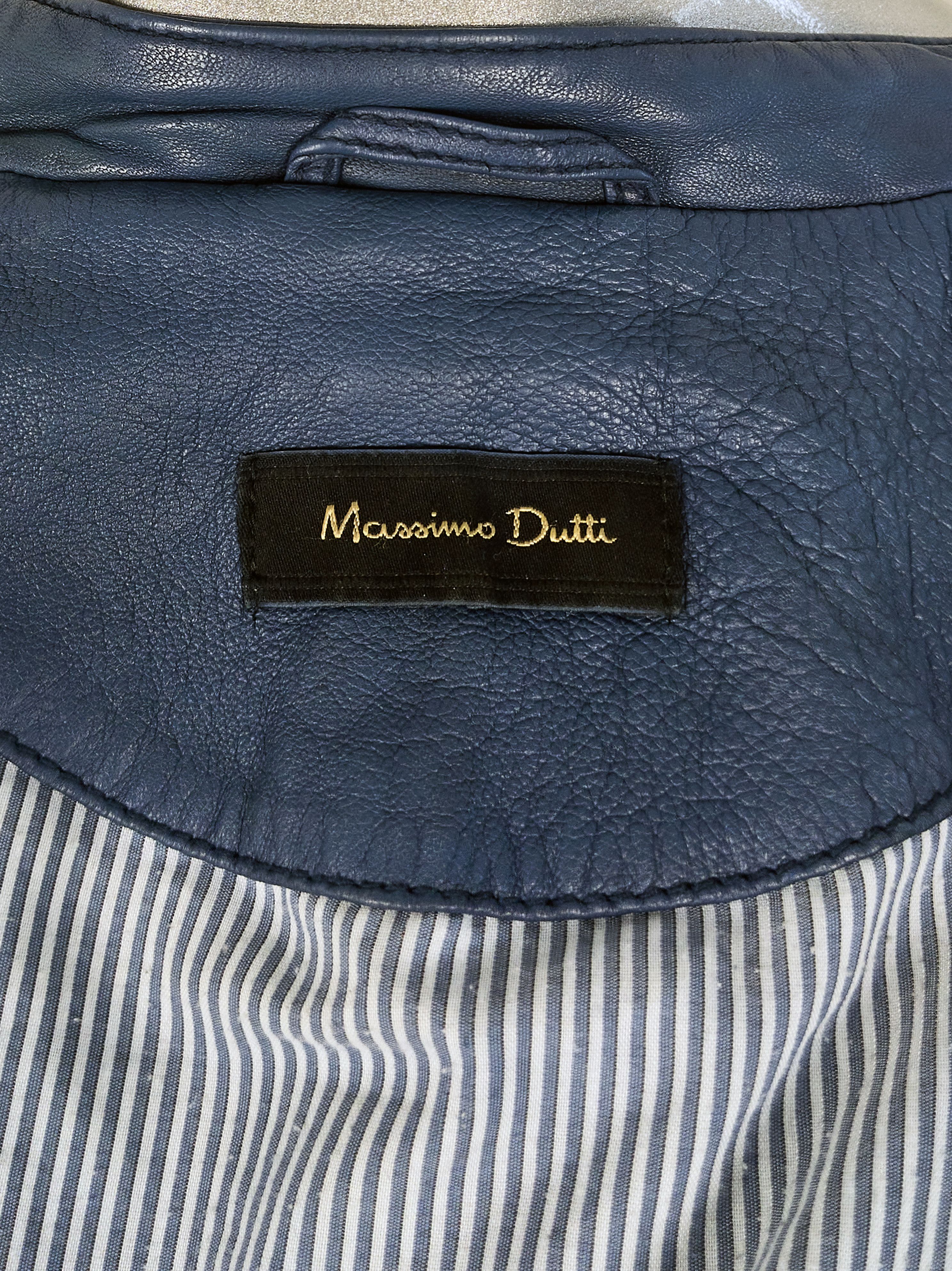 Massimo Dutti Massimo Dutti women's blue leather jacket Size L / US 10 / IT 46 - 14 Thumbnail