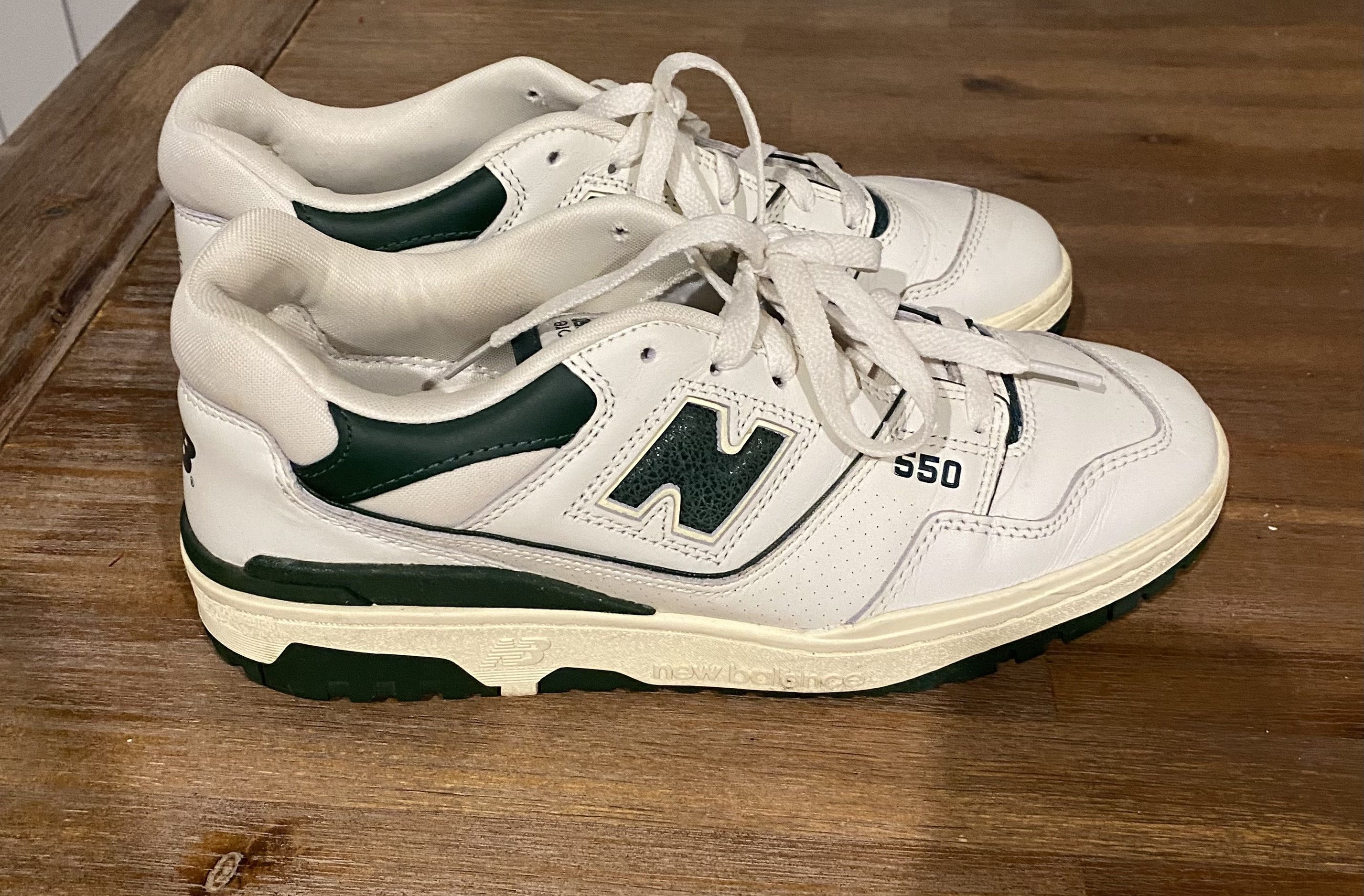 image of Aime Leon Dore/ Newbalance 550 Shoes in White Green, Men's (Size 9)