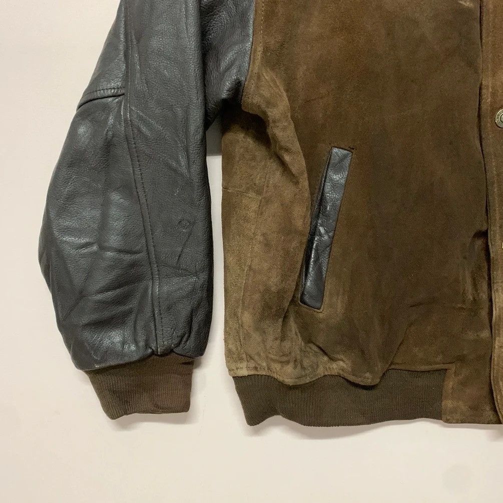 Japanese Brand × Vintage SEND OFFERS📌Vintage Spell Out Leather Sleeve Varsity Jacket Size US M / EU 48-50 / 2 - 4 Thumbnail