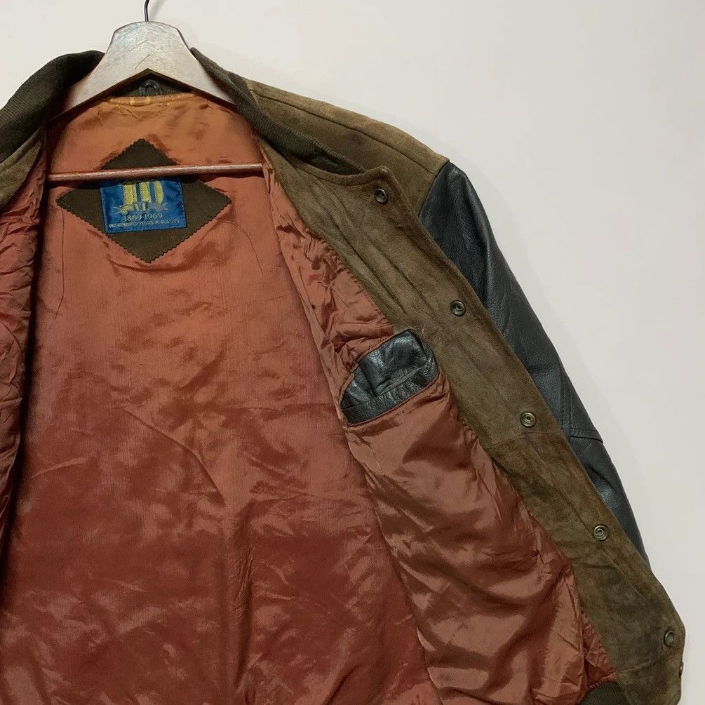Japanese Brand × Vintage SEND OFFERS📌Vintage Spell Out Leather Sleeve Varsity Jacket Size US M / EU 48-50 / 2 - 8 Thumbnail