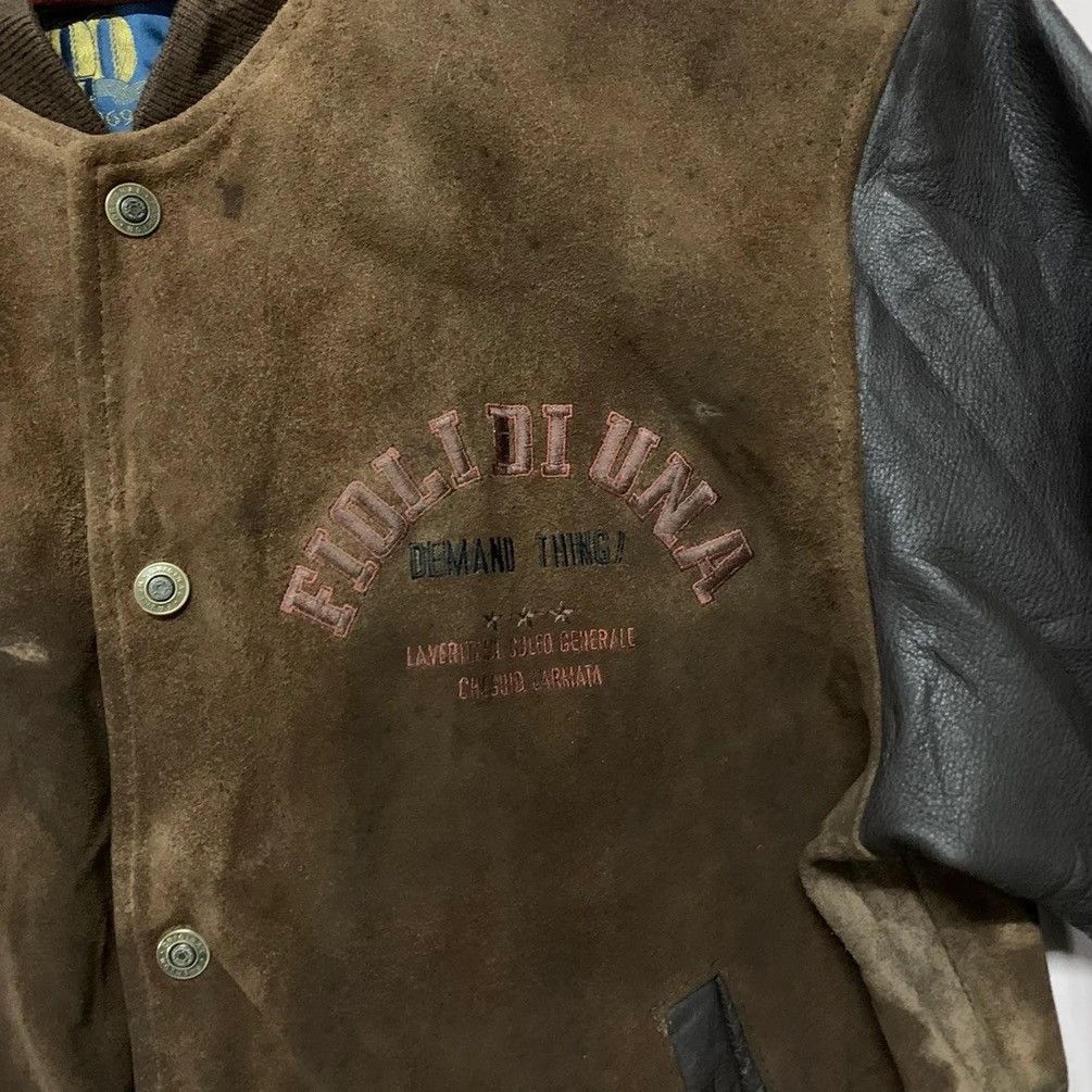 Japanese Brand × Vintage SEND OFFERS📌Vintage Spell Out Leather Sleeve Varsity Jacket Size US M / EU 48-50 / 2 - 3 Thumbnail