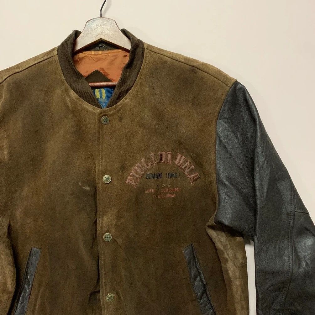 Japanese Brand × Vintage SEND OFFERS📌Vintage Spell Out Leather Sleeve Varsity Jacket Size US M / EU 48-50 / 2 - 2 Thumbnail