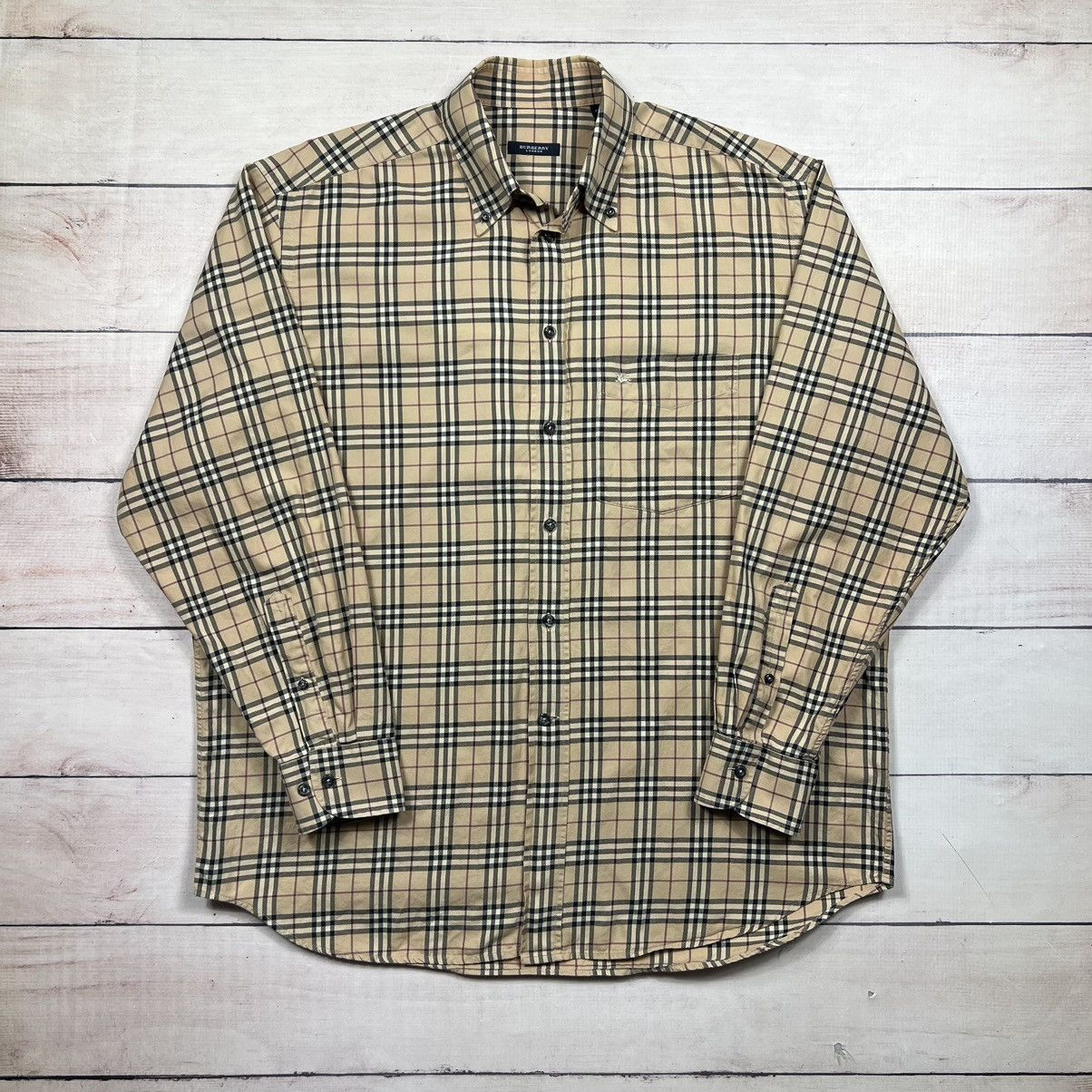 Burberry × Vintage Burberry London Nova Check Shirt Beige Pattern Vintage Size US XL / EU 56 / 4 - 1 Thumbnail