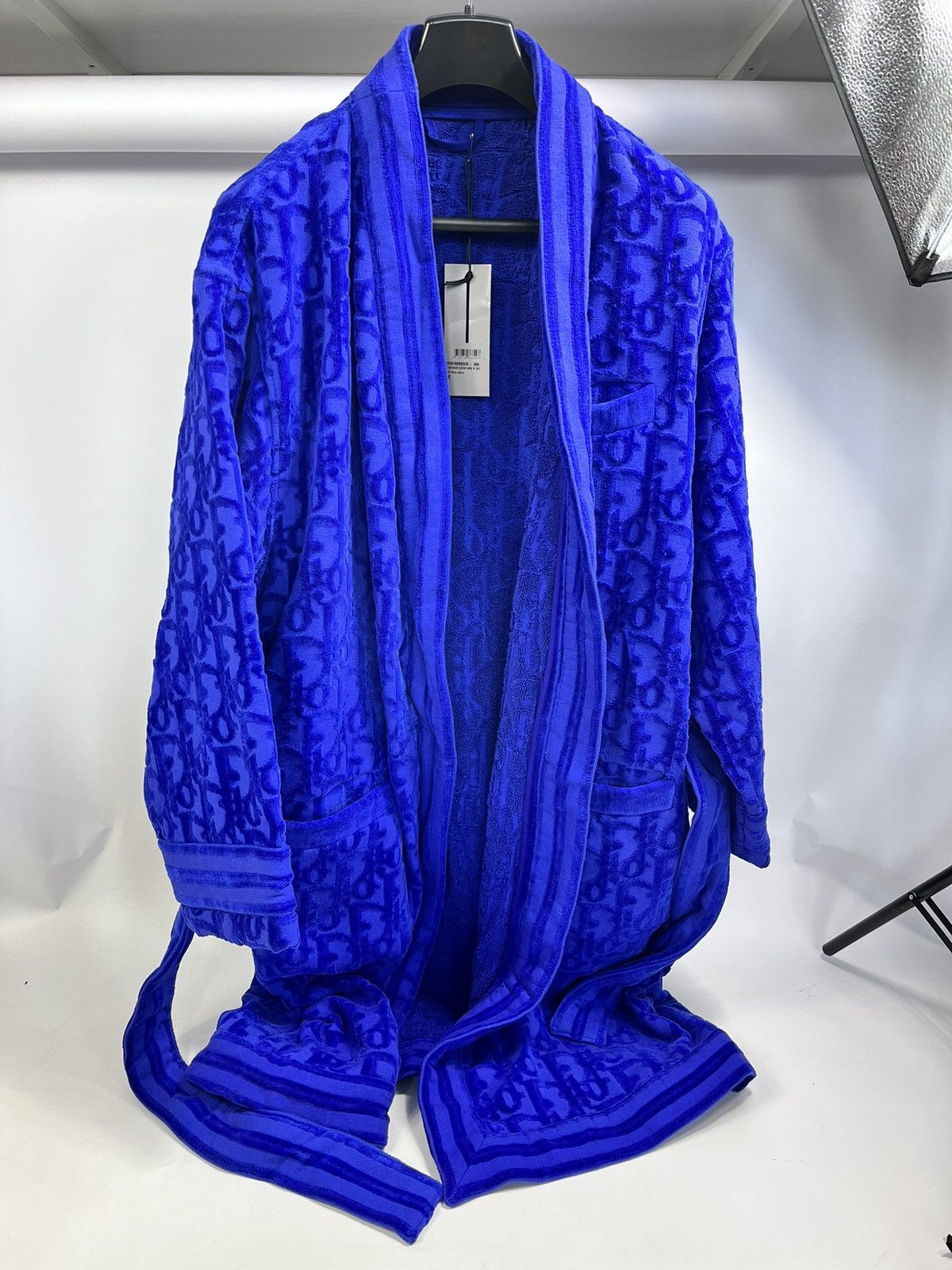 DIOR OBLIQUE JACQUARD BLUE BATHROBE SIZE: M