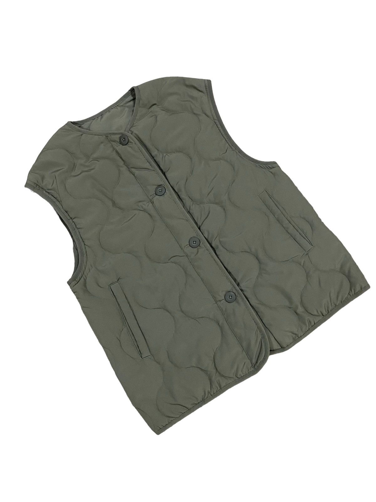 Beauty Beast × GU × Japanese Brand G.u Waistcoat Olive Green Quilted Gilet Vest Jacket Size 40S - 7 Thumbnail