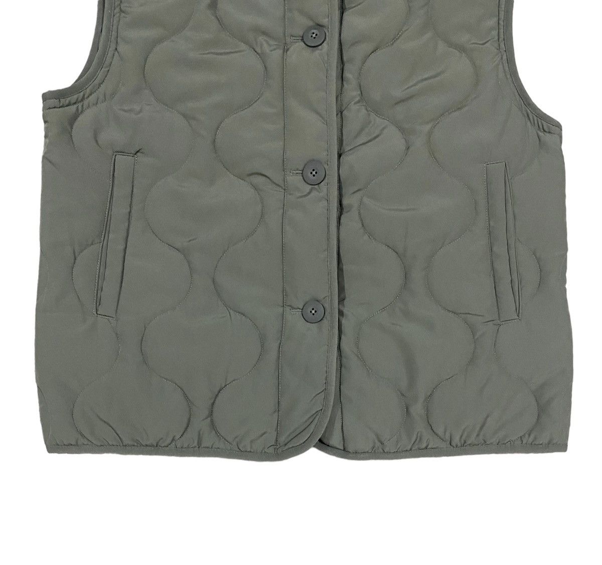 Beauty Beast × GU × Japanese Brand G.u Waistcoat Olive Green Quilted Gilet Vest Jacket Size 40S - 6 Thumbnail