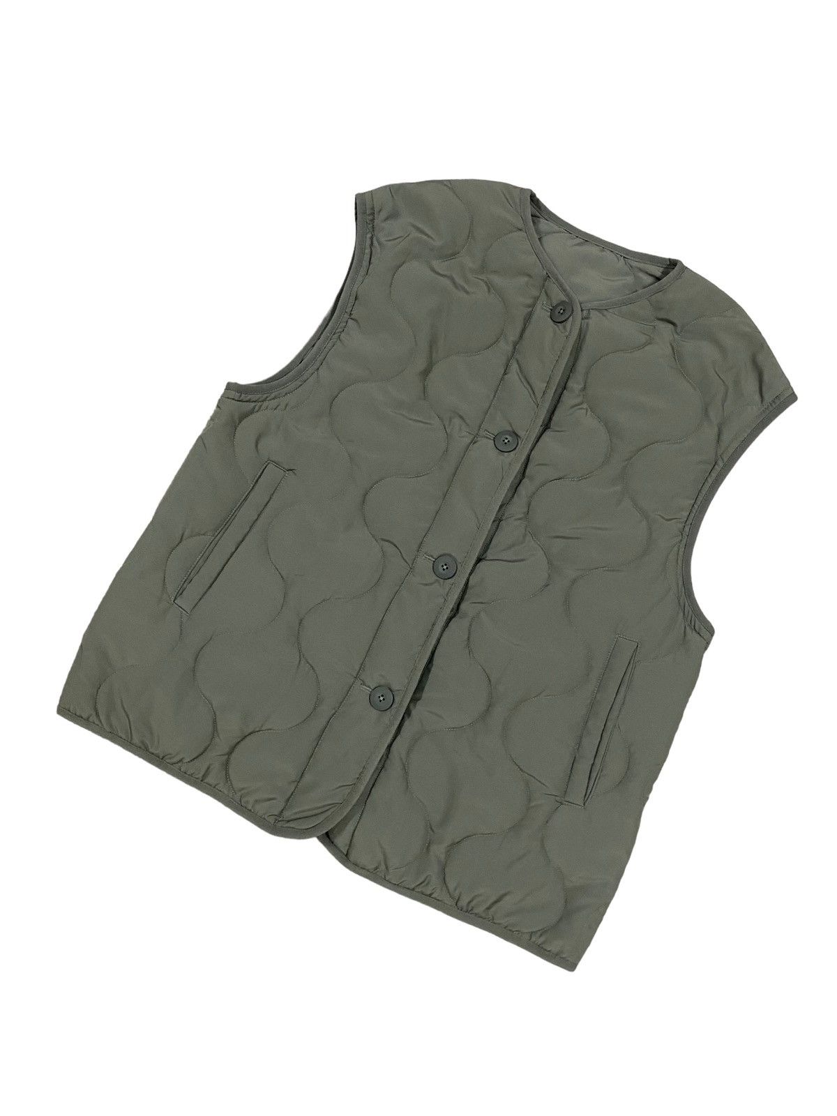 Beauty Beast × GU × Japanese Brand G.u Waistcoat Olive Green Quilted Gilet Vest Jacket Size 40S - 8 Thumbnail