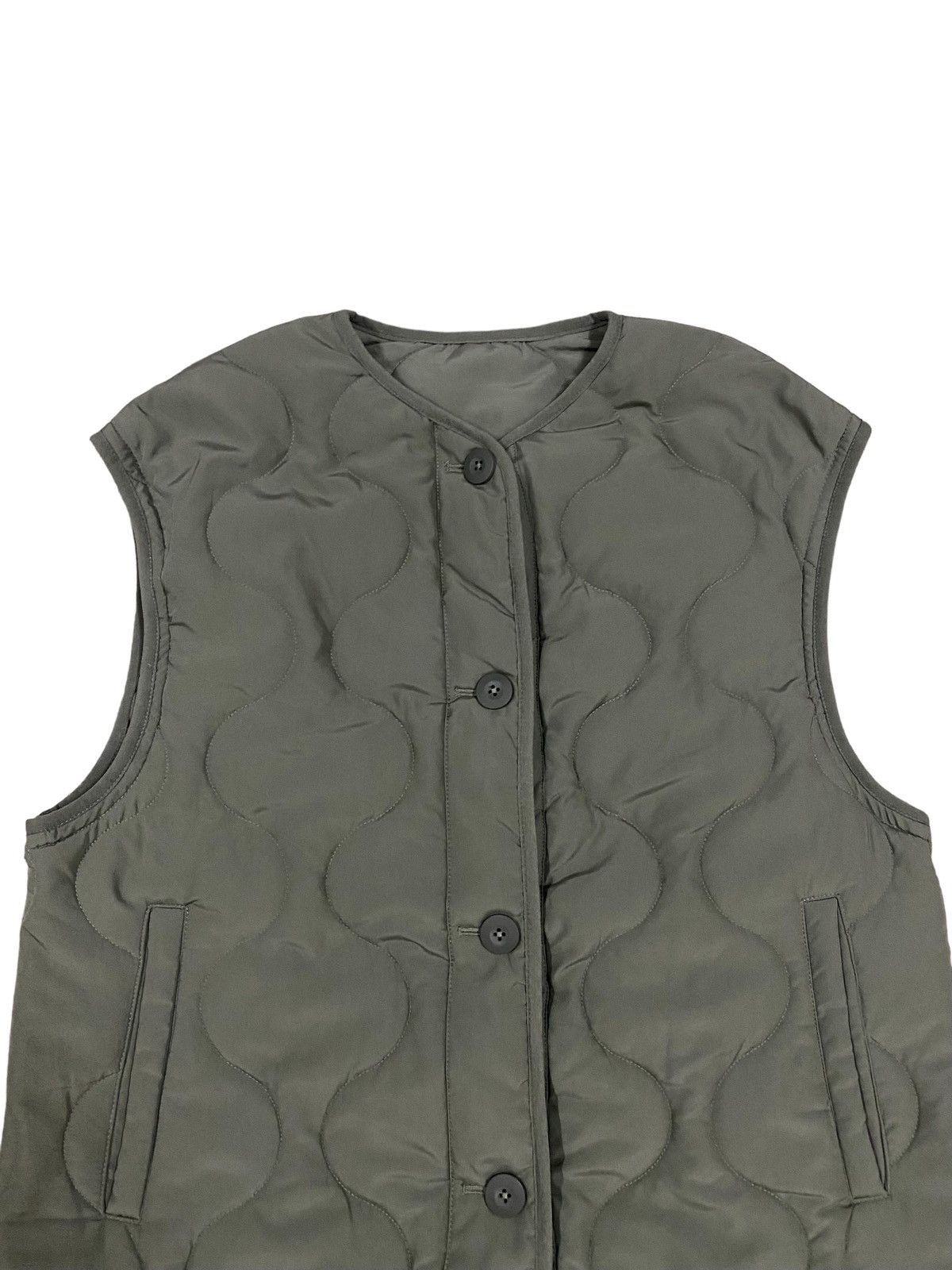 Beauty Beast × GU × Japanese Brand G.u Waistcoat Olive Green Quilted Gilet Vest Jacket Size 40S - 5 Thumbnail
