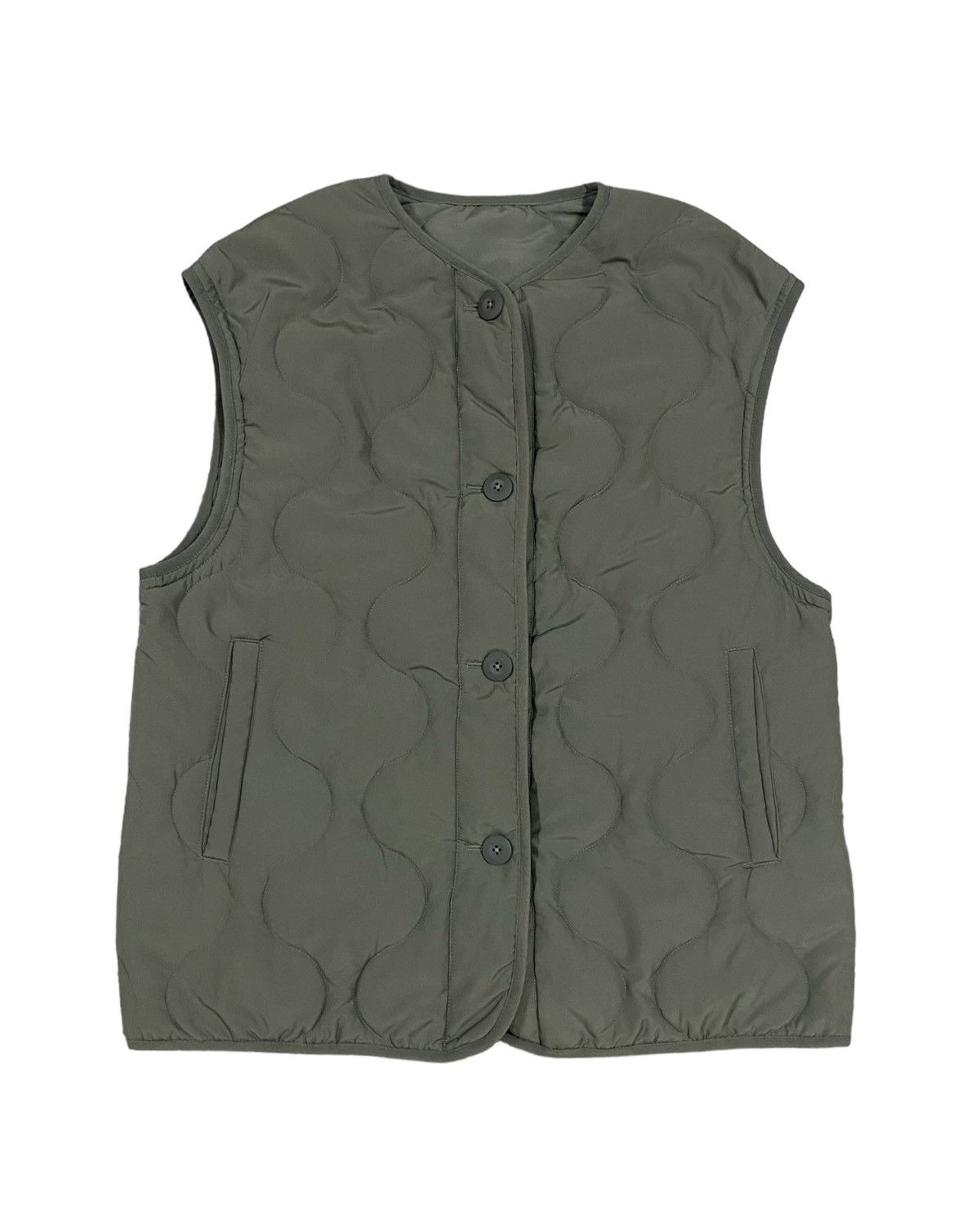 Beauty Beast × GU × Japanese Brand G.u Waistcoat Olive Green Quilted Gilet Vest Jacket Size 40S - 2 Thumbnail