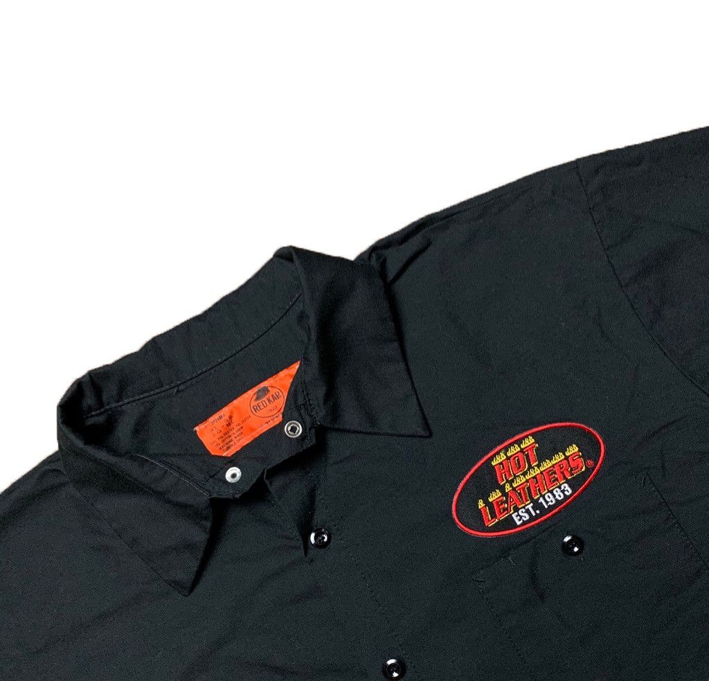 🔥90s Hot Leathers Motorcycle Red Kap Work Shirt
