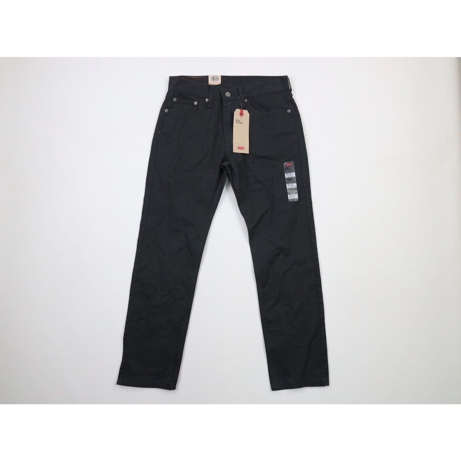 New Levis 502 Stretch Tapered Leg Denim Jeans Pants Black