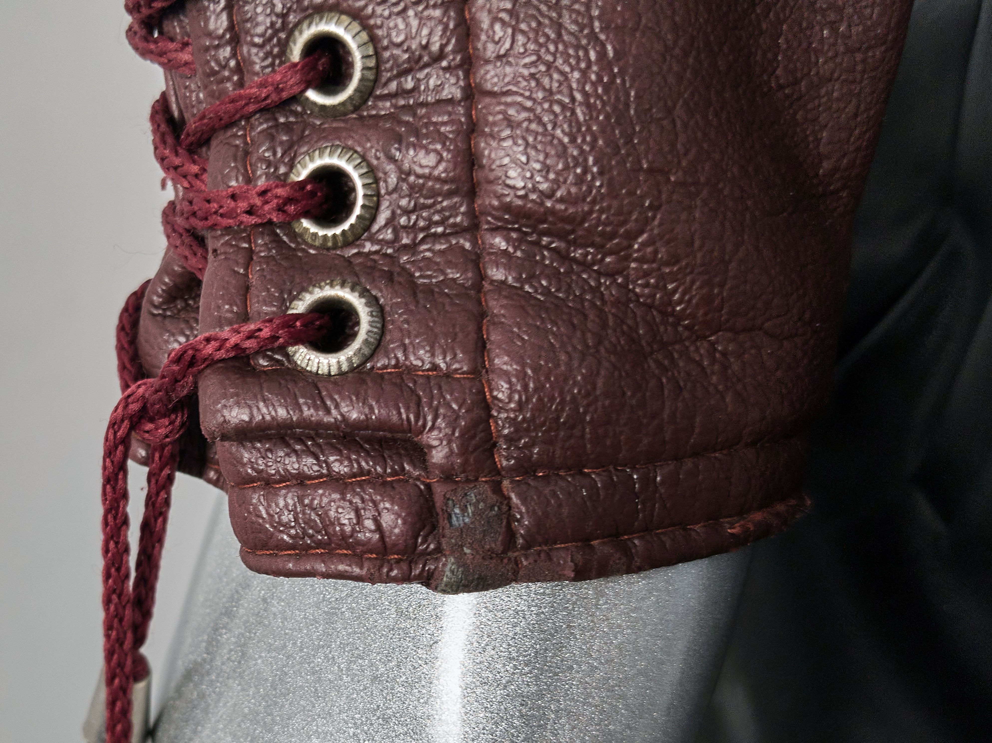 Vintage Vintage Y2K burgundy faux leather biker jacket Size S / US 4 / IT 40 - 11 Thumbnail