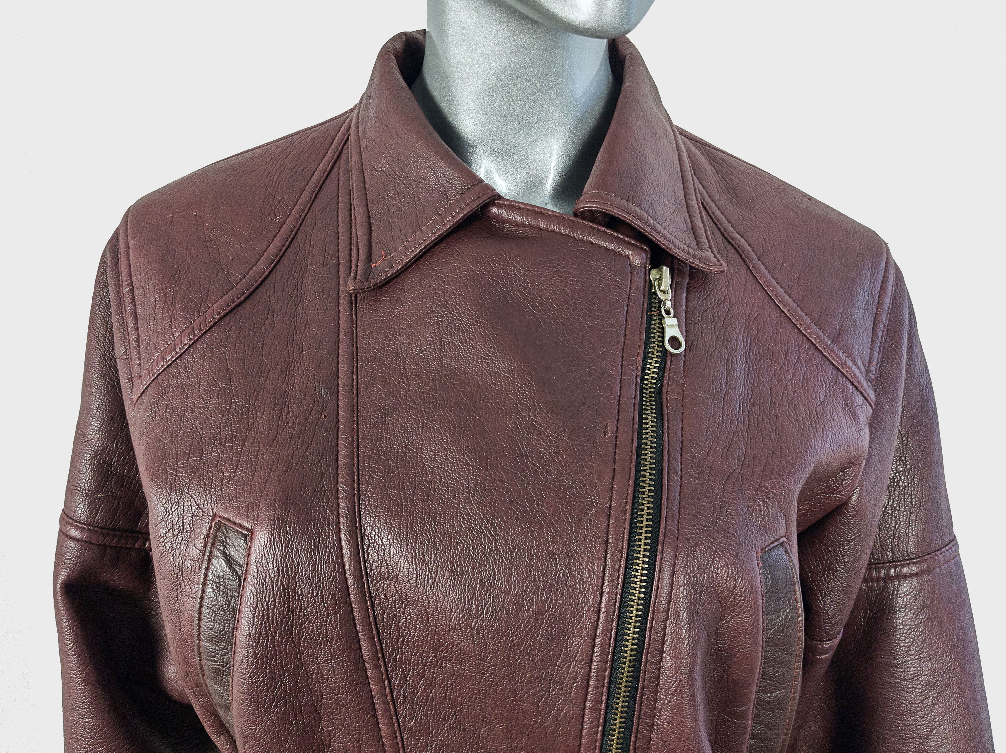Vintage Vintage Y2K burgundy faux leather biker jacket Size S / US 4 / IT 40 - 7 Thumbnail