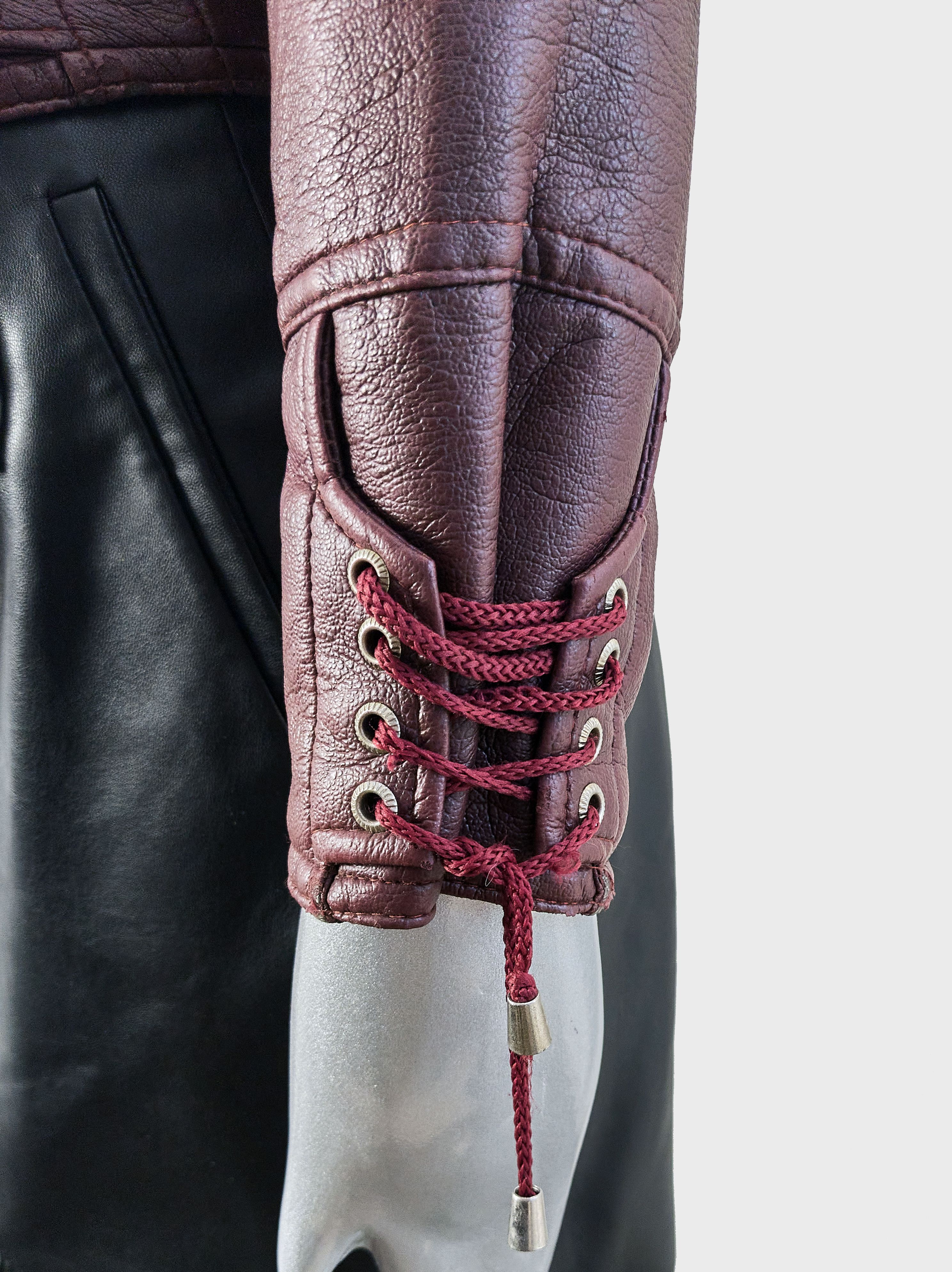 Vintage Vintage Y2K burgundy faux leather biker jacket Size S / US 4 / IT 40 - 10 Thumbnail