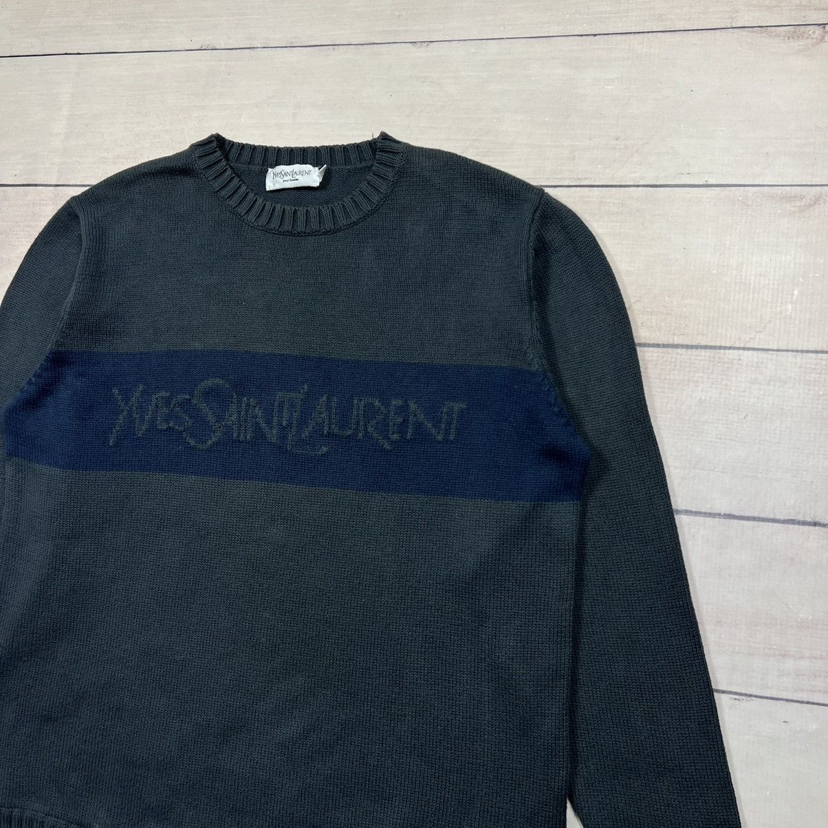 Yves Saint Laurent Yves Saint Laurent Knitwear Sweater Big Logo Spellout YSL Size US L / EU 52-54 / 3 - 3 Thumbnail
