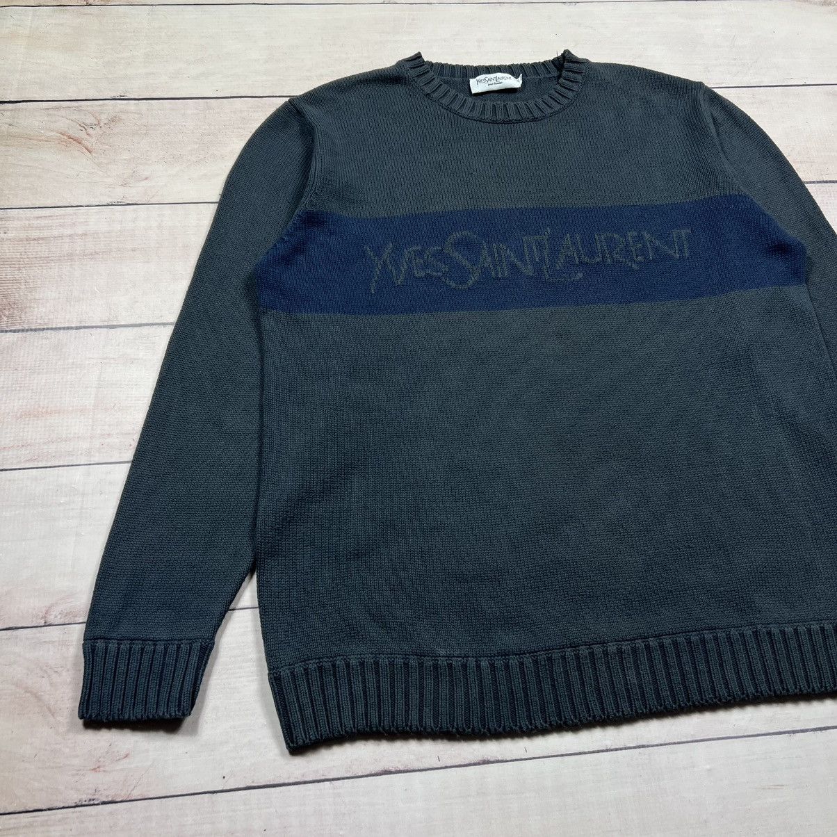 Yves Saint Laurent Yves Saint Laurent Knitwear Sweater Big Logo Spellout YSL Size US L / EU 52-54 / 3 - 2 Thumbnail