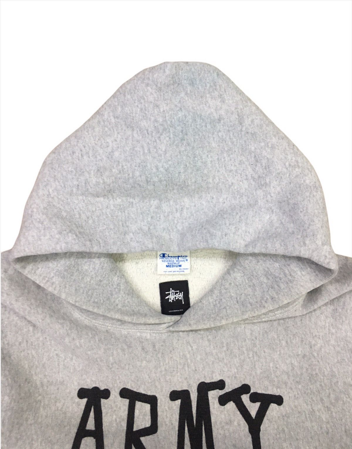 Vintage Vintage Stussy X Champion Reverse Weave Army Hoodie | Grailed