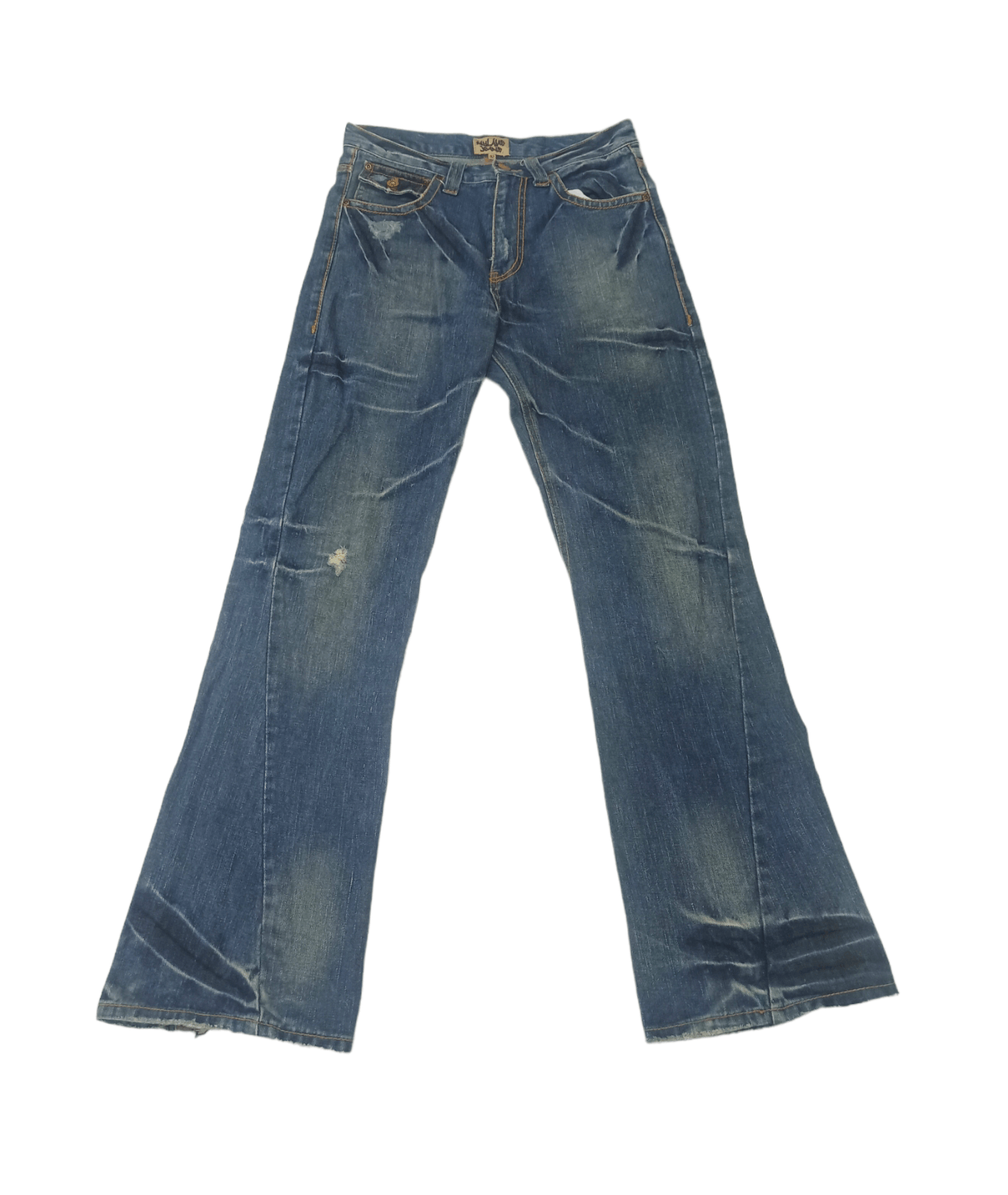 Vintage NYLAUS Whiskered Flared Faded Jeans