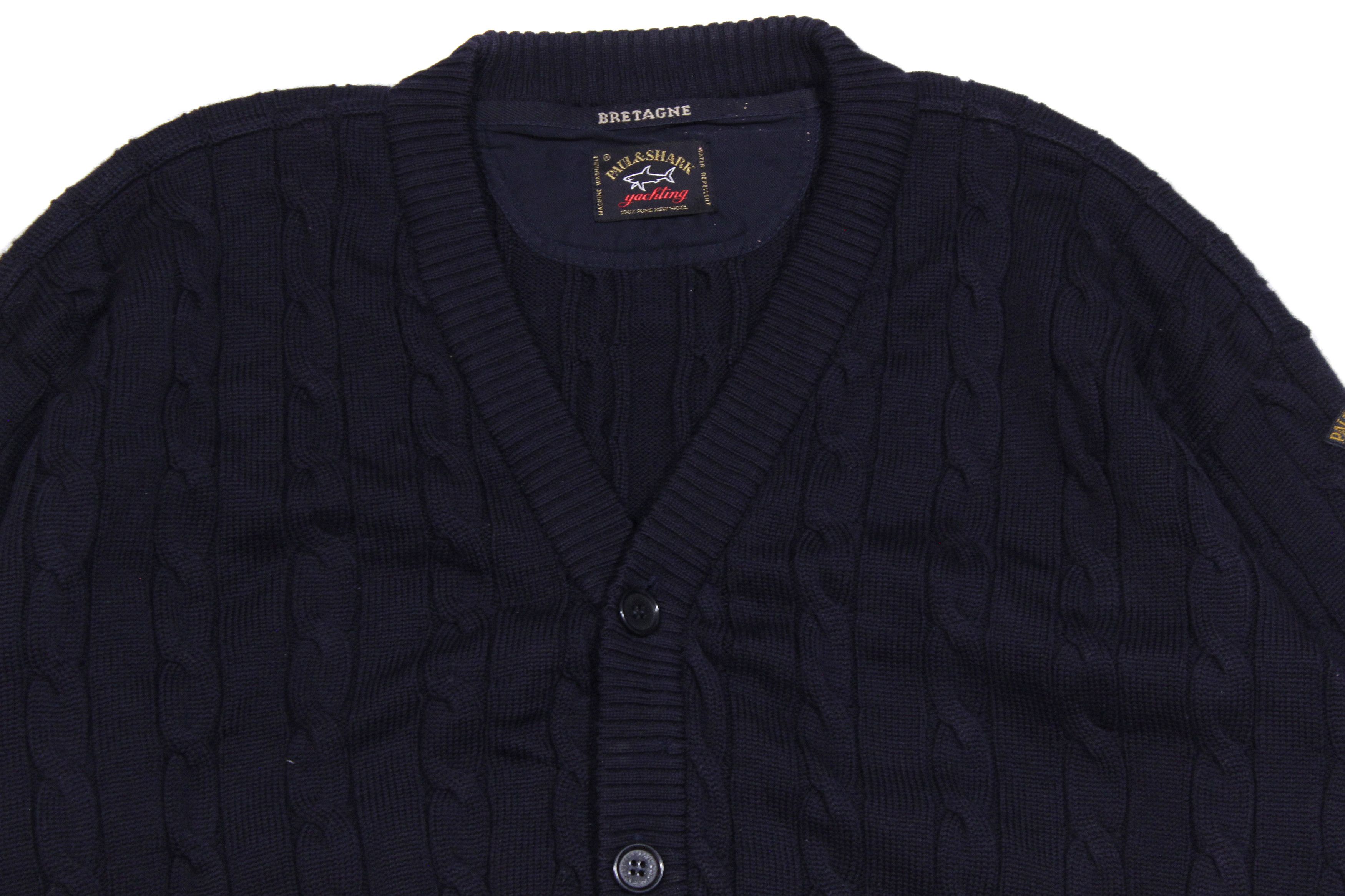 Paul & Shark Metal Logo Wool Cable Heavy Cardigan Vintage Size US L / EU 52-54 / 3 - 3 Thumbnail