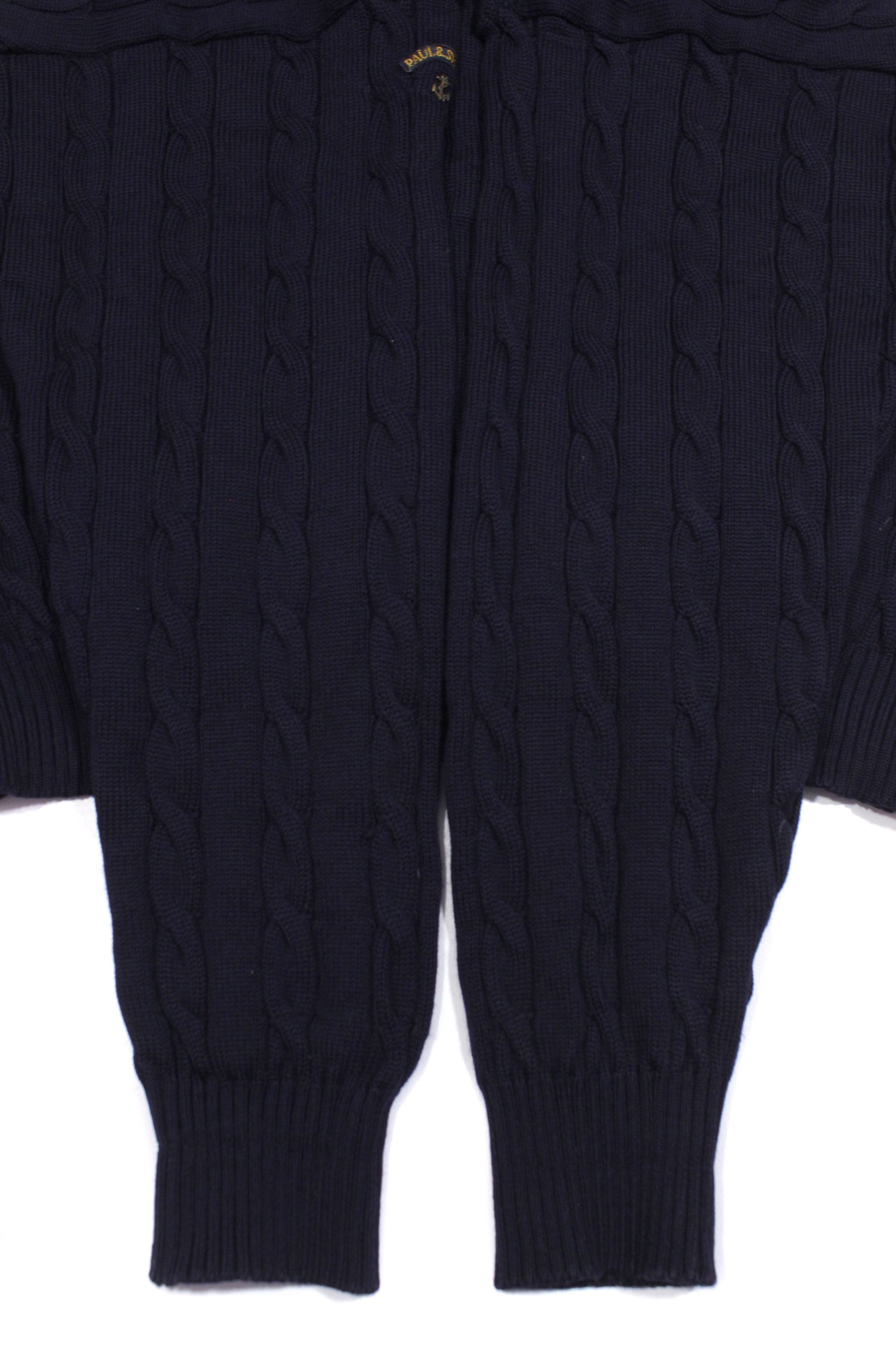 Paul & Shark Metal Logo Wool Cable Heavy Cardigan Vintage Size US L / EU 52-54 / 3 - 7 Thumbnail