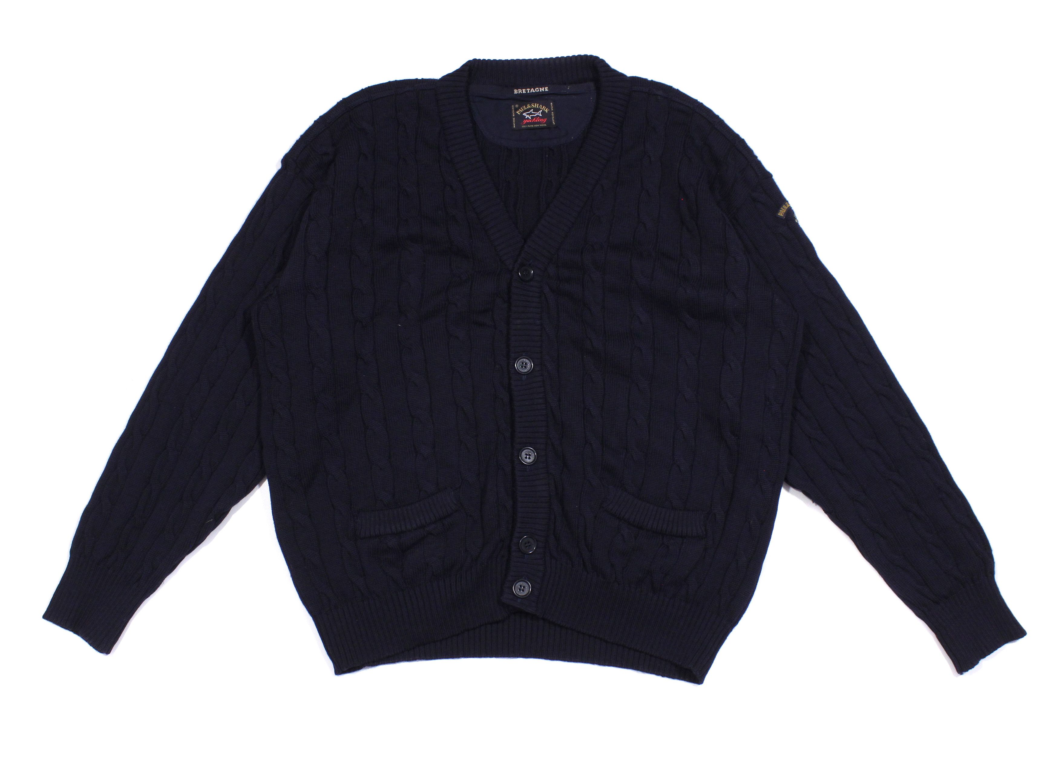 Paul & Shark Metal Logo Wool Cable Heavy Cardigan Vintage Size US L / EU 52-54 / 3 - 1 Thumbnail