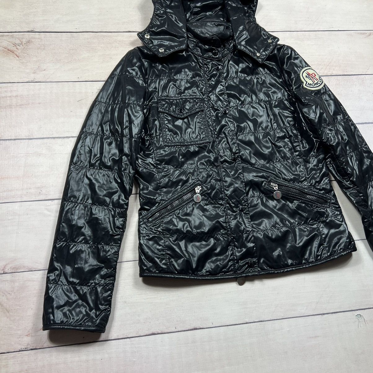 Moncler shiny black hotsell