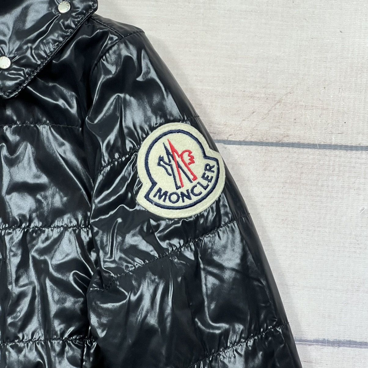 Designer × Moncler Moncler Shiny Black Jacket Big Badge Logo Size M / US 6-8 / IT 42-44 - 4 Thumbnail
