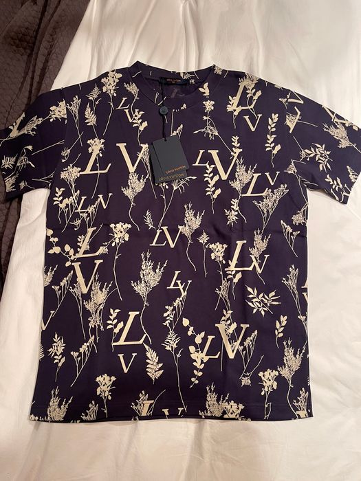 Louis Vuitton Louis Vuitton navy 'leaf' T-shirt
