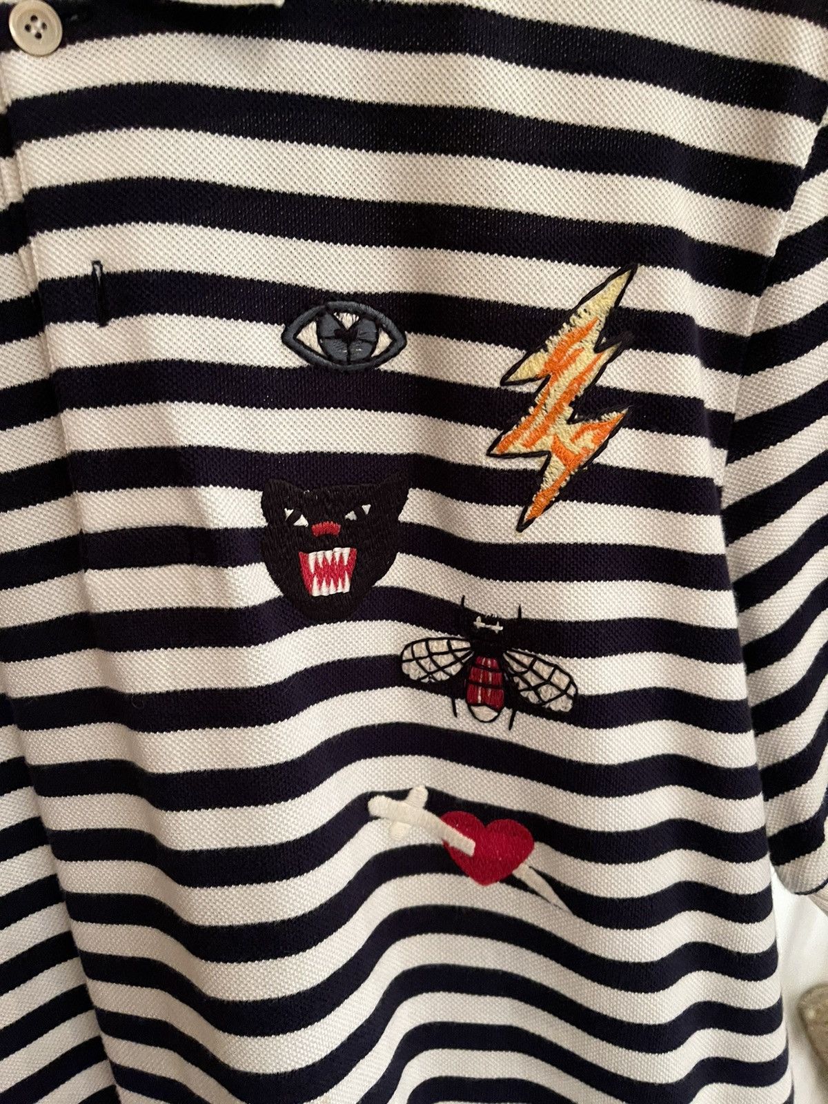 Gucci Gucci Patched black and white Striped Polo Size US XL / EU 56 / 4 - 3 Thumbnail