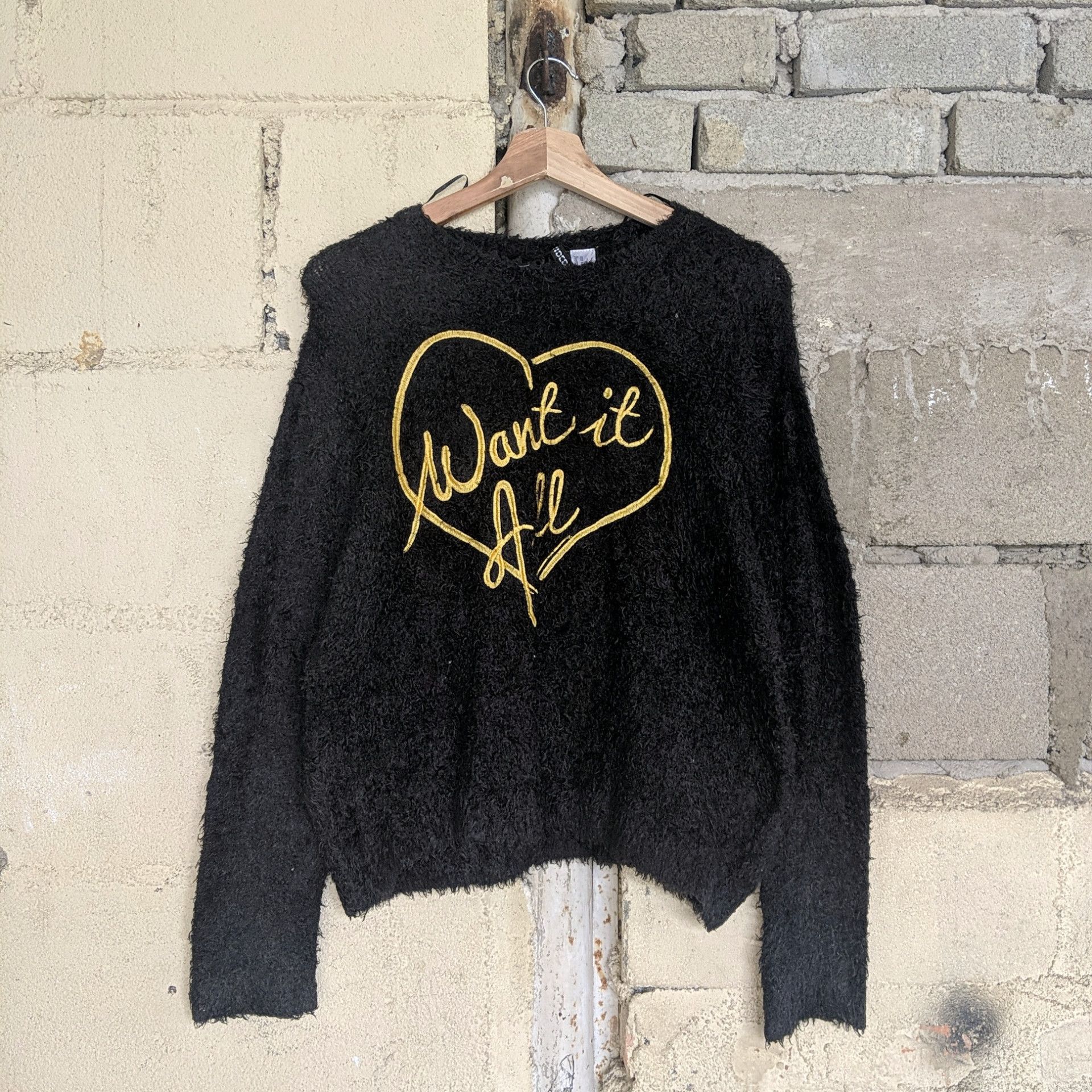 image of Aran Isles Knitwear x Vintage Divided H&m Shag Shaggy Mohair Knitwear Sweater in Black (Size Medium