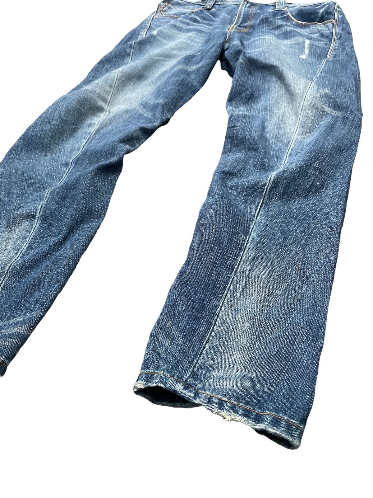 Japanese Brand Bit Blue Aging Faded Wash Denim Size US 34 / EU 50 - 4 Thumbnail
