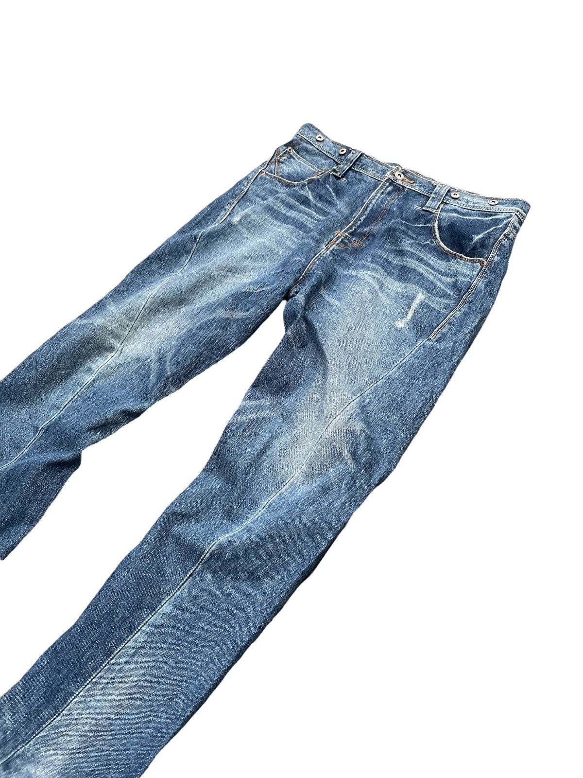Japanese Brand Bit Blue Aging Faded Wash Denim Size US 34 / EU 50 - 3 Thumbnail