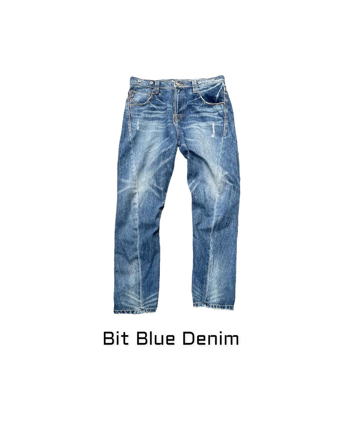 Japanese Brand Bit Blue Aging Faded Wash Denim Size US 34 / EU 50 - 1 Thumbnail