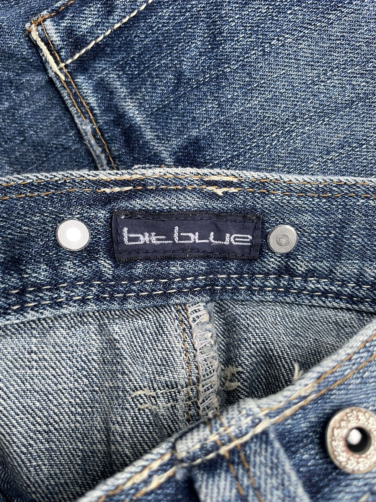 Japanese Brand Bit Blue Aging Faded Wash Denim Size US 34 / EU 50 - 13 Thumbnail
