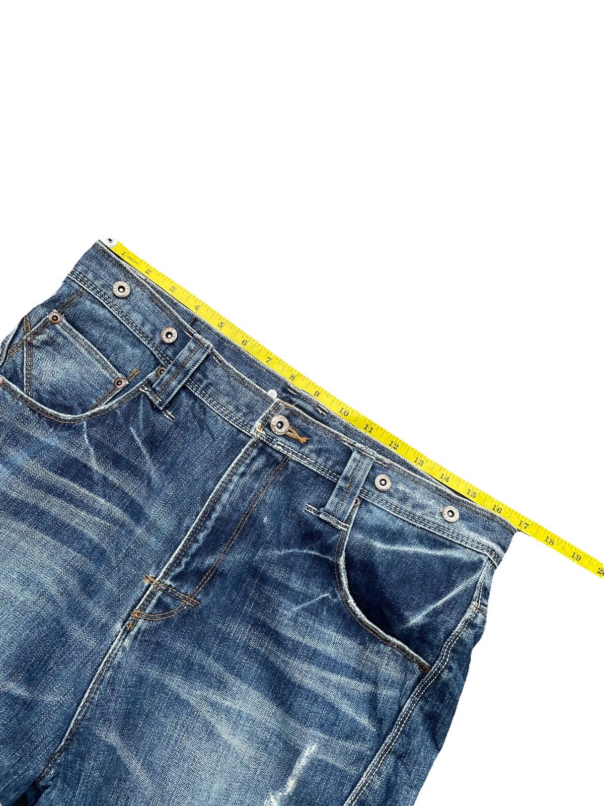 Japanese Brand Bit Blue Aging Faded Wash Denim Size US 34 / EU 50 - 2 Thumbnail