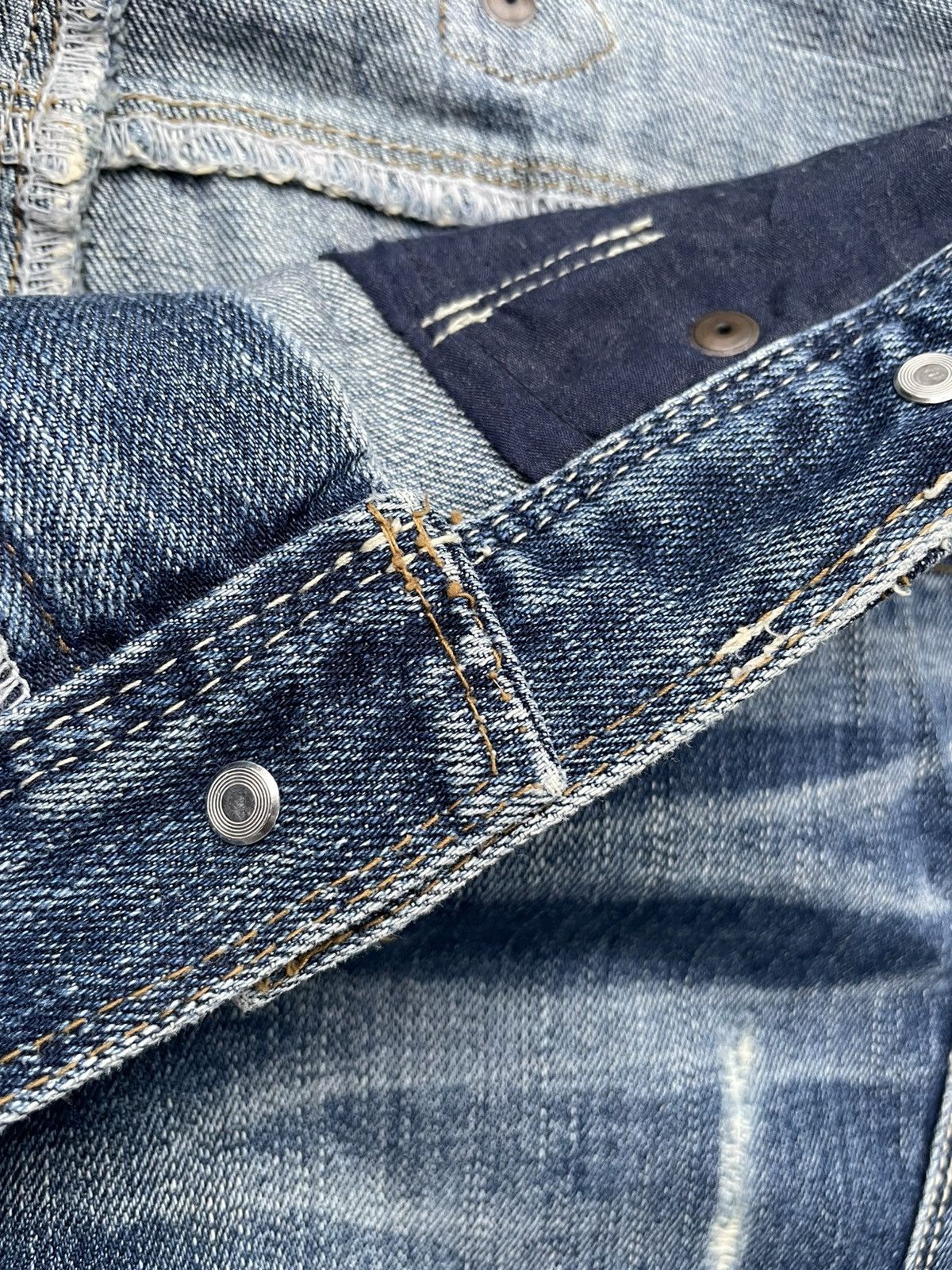 Japanese Brand Bit Blue Aging Faded Wash Denim Size US 34 / EU 50 - 16 Thumbnail