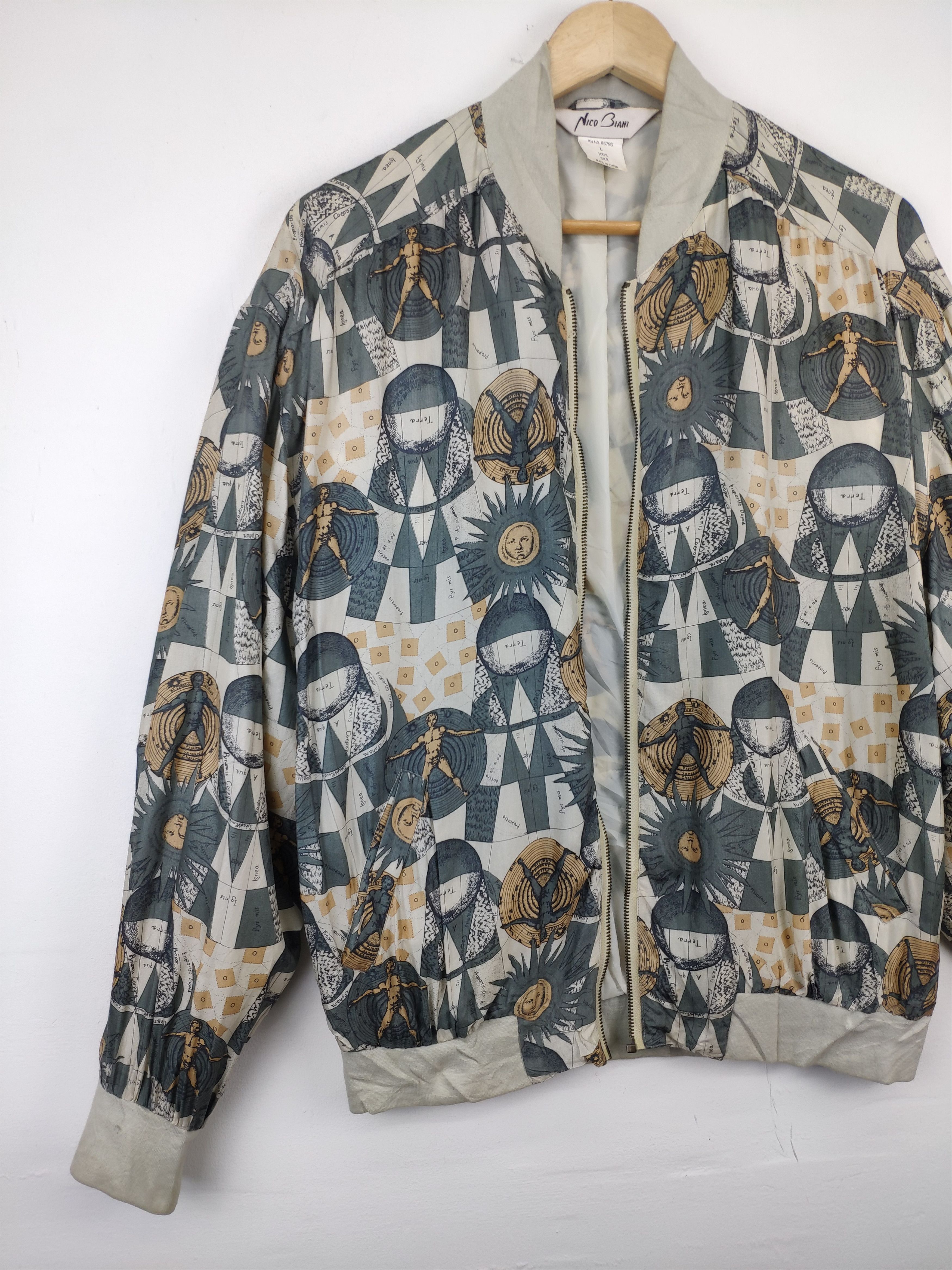 Japanese Brand × Vintage 🇯🇵 Vintage 90s Nico Biani Silk Jacket Bomber Printed Size US L / EU 52-54 / 3 - 5 Thumbnail