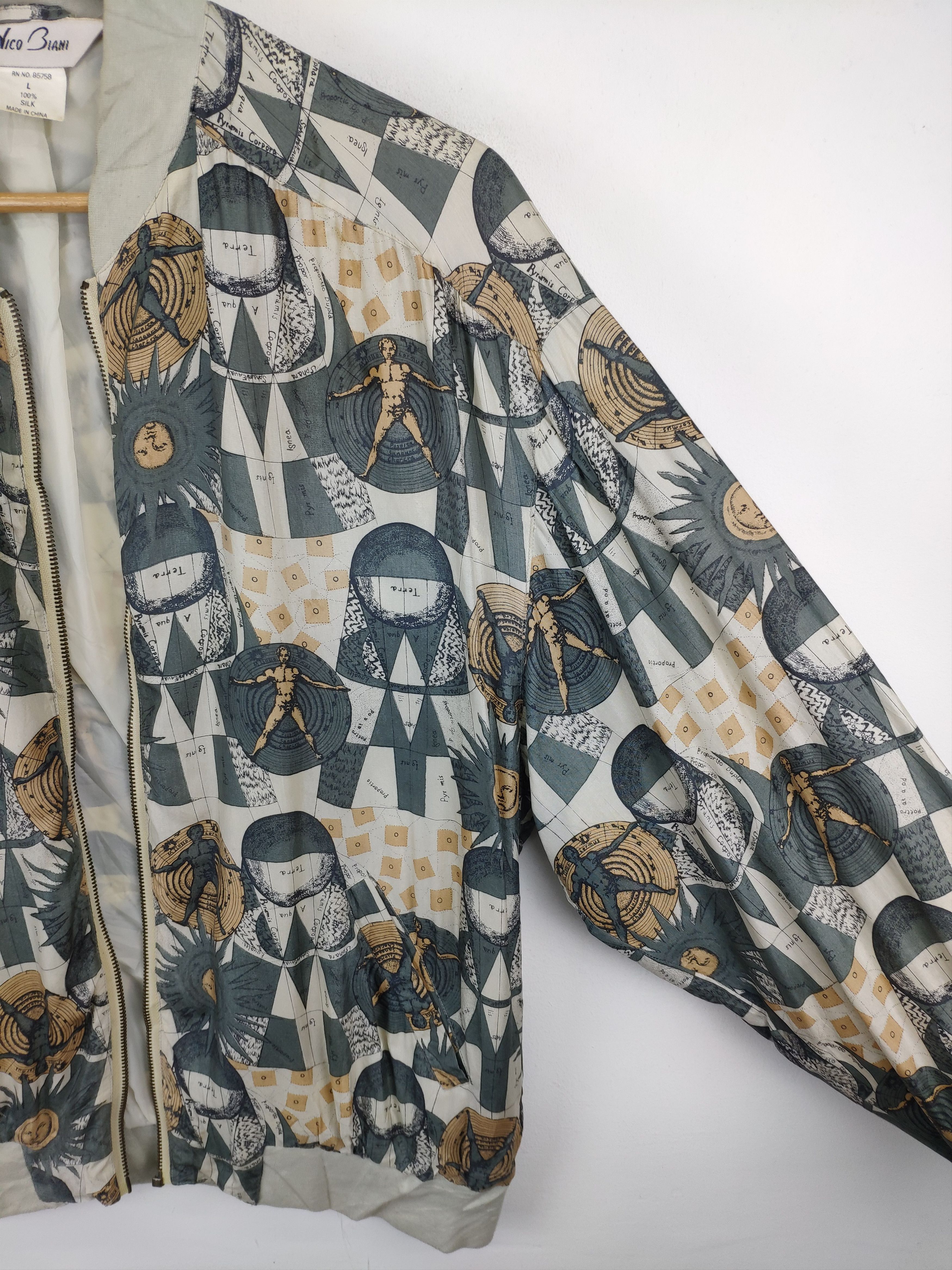 Japanese Brand × Vintage 🇯🇵 Vintage 90s Nico Biani Silk Jacket Bomber Printed Size US L / EU 52-54 / 3 - 8 Thumbnail