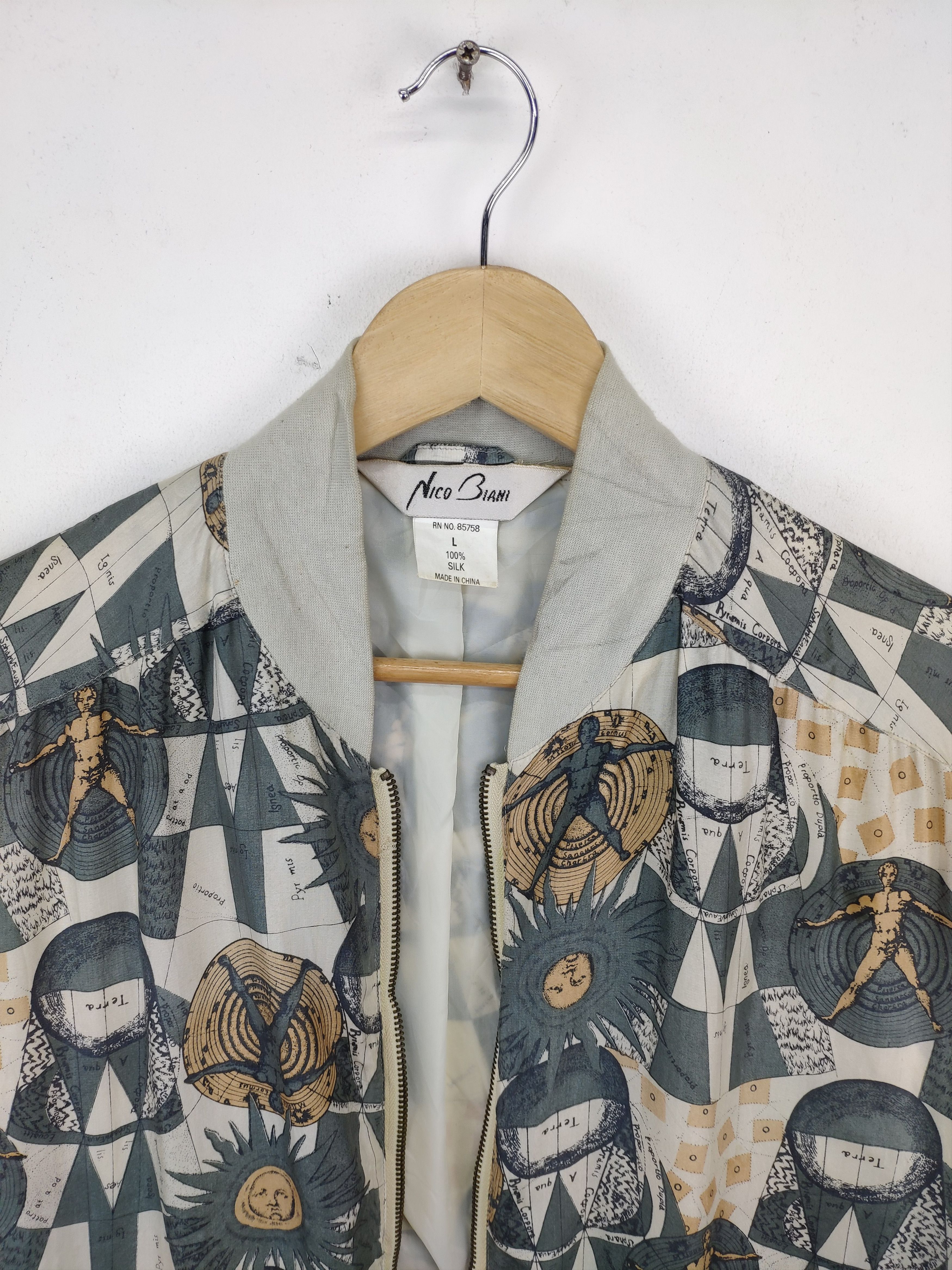 Japanese Brand × Vintage 🇯🇵 Vintage 90s Nico Biani Silk Jacket Bomber Printed Size US L / EU 52-54 / 3 - 12 Thumbnail