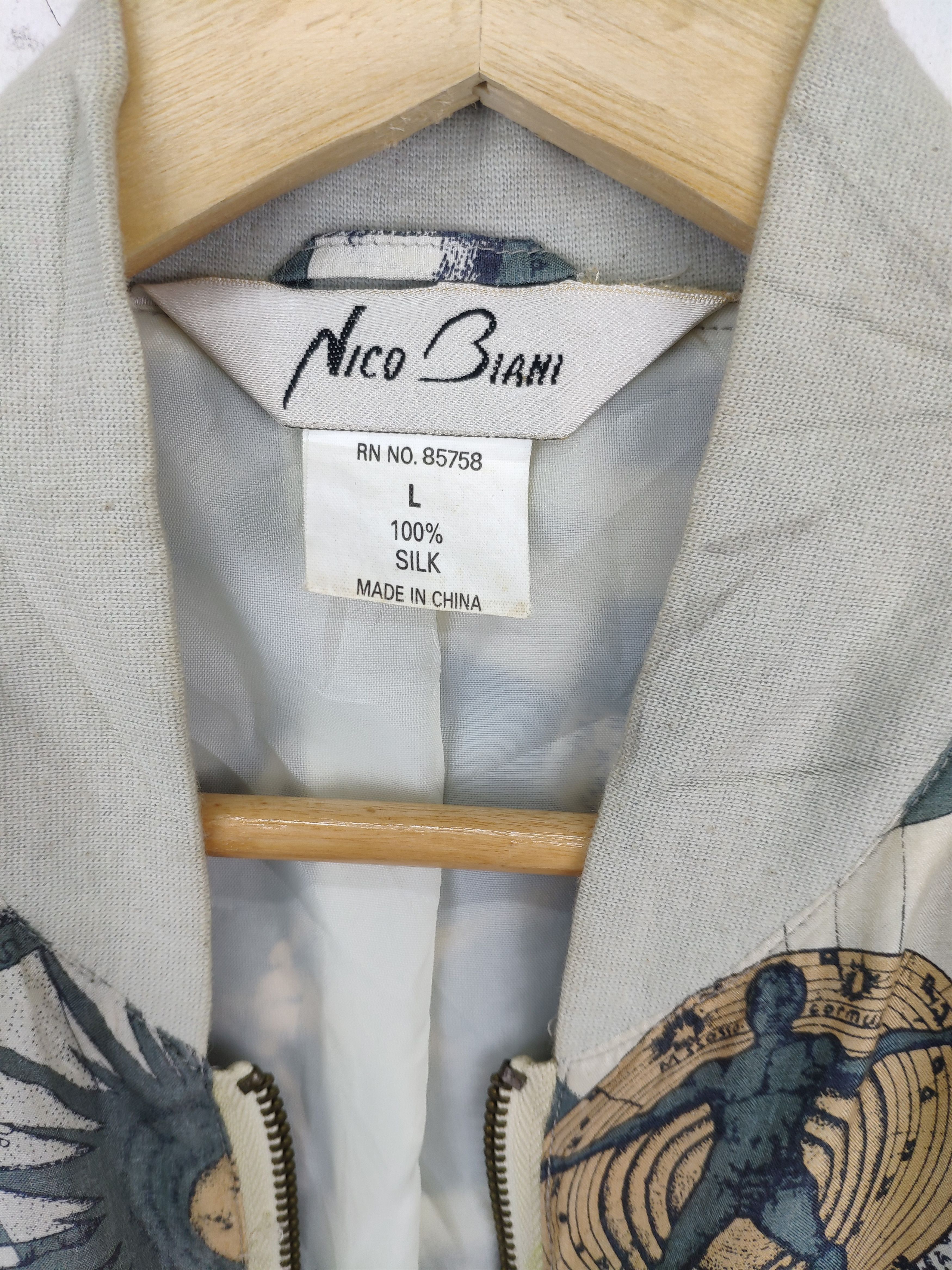 Japanese Brand × Vintage 🇯🇵 Vintage 90s Nico Biani Silk Jacket Bomber Printed Size US L / EU 52-54 / 3 - 3 Thumbnail