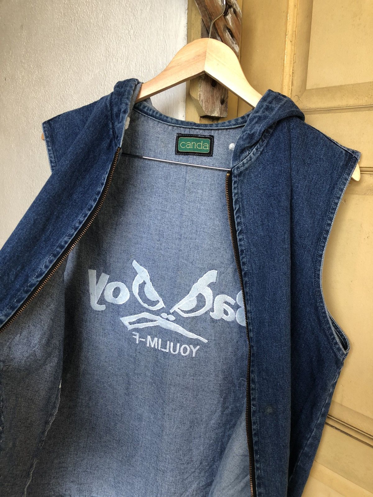 BADBOY Embroidery Logo Selvedge Denim Vest Jacket Hoodie