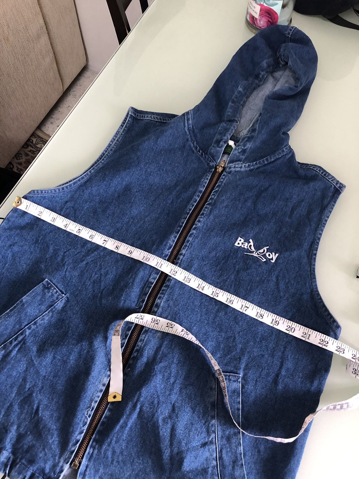 BADBOY Embroidery Logo Selvedge Denim Vest Jacket Hoodie