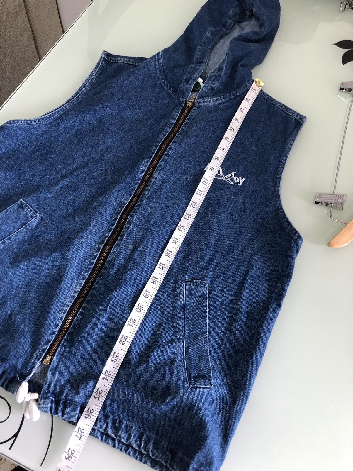BADBOY Embroidery Logo Selvedge Denim Vest Jacket Hoodie