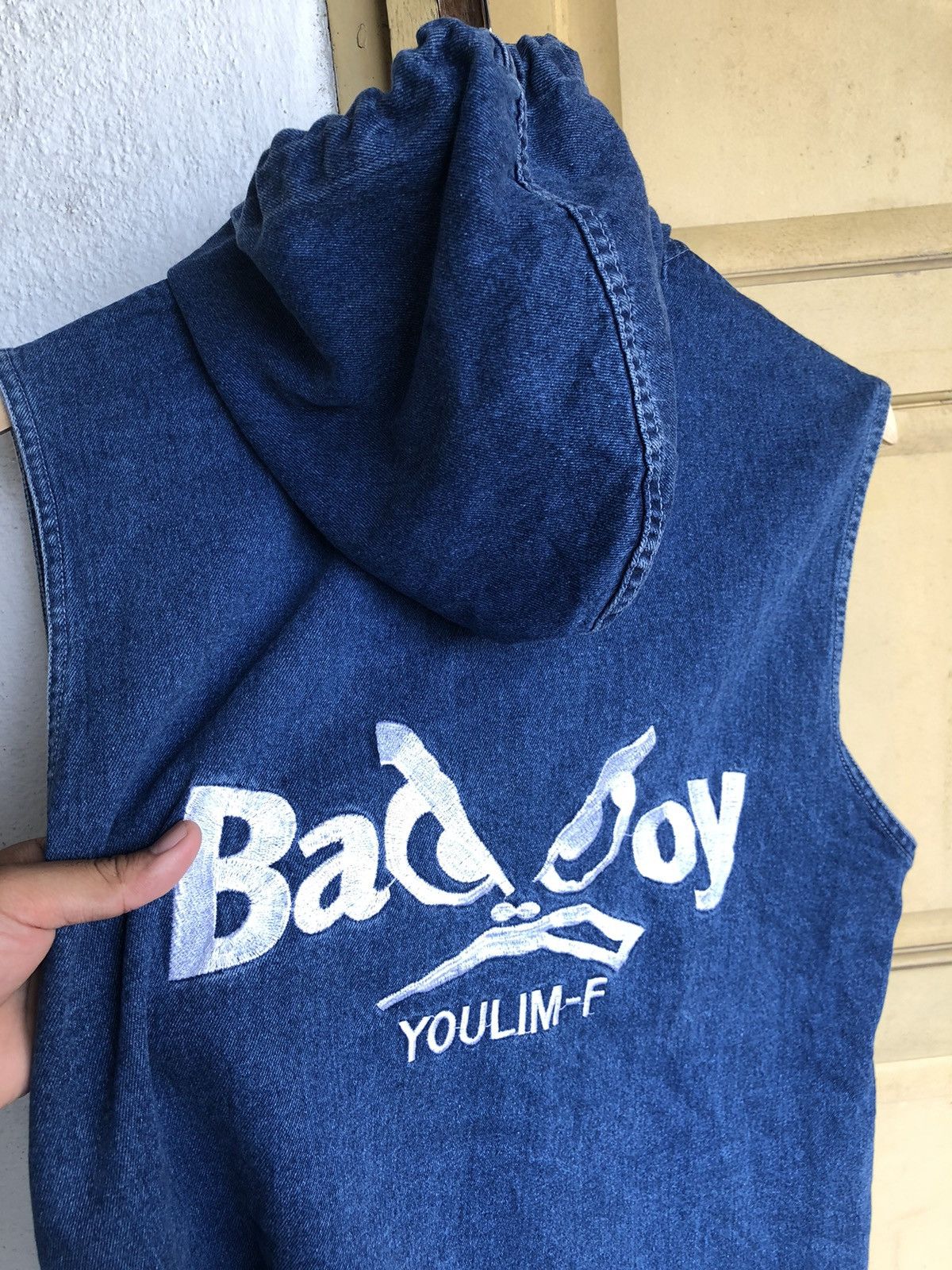 BADBOY Embroidery Logo Selvedge Denim Vest Jacket Hoodie