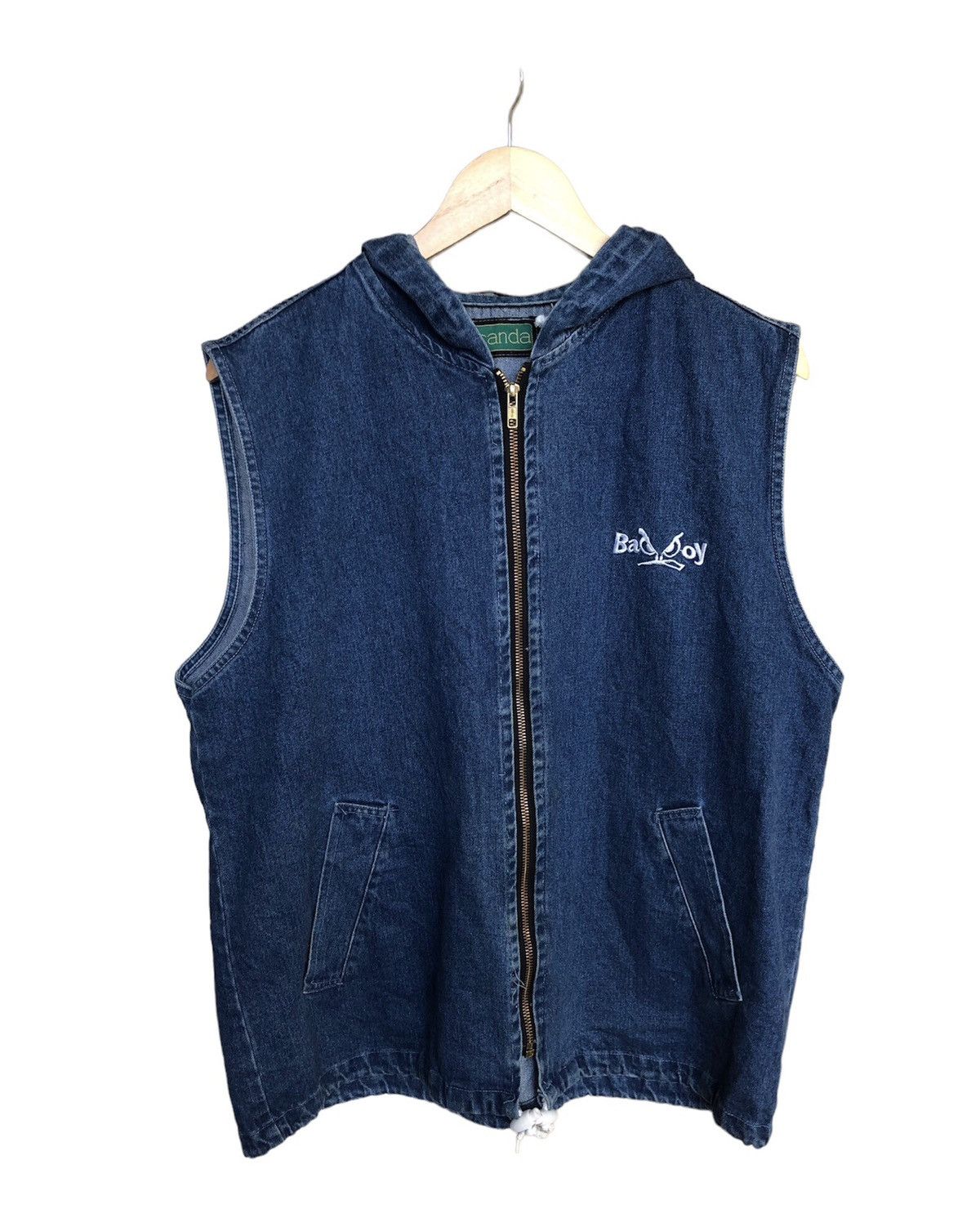 BADBOY Embroidery Logo Selvedge Denim Vest Jacket Hoodie