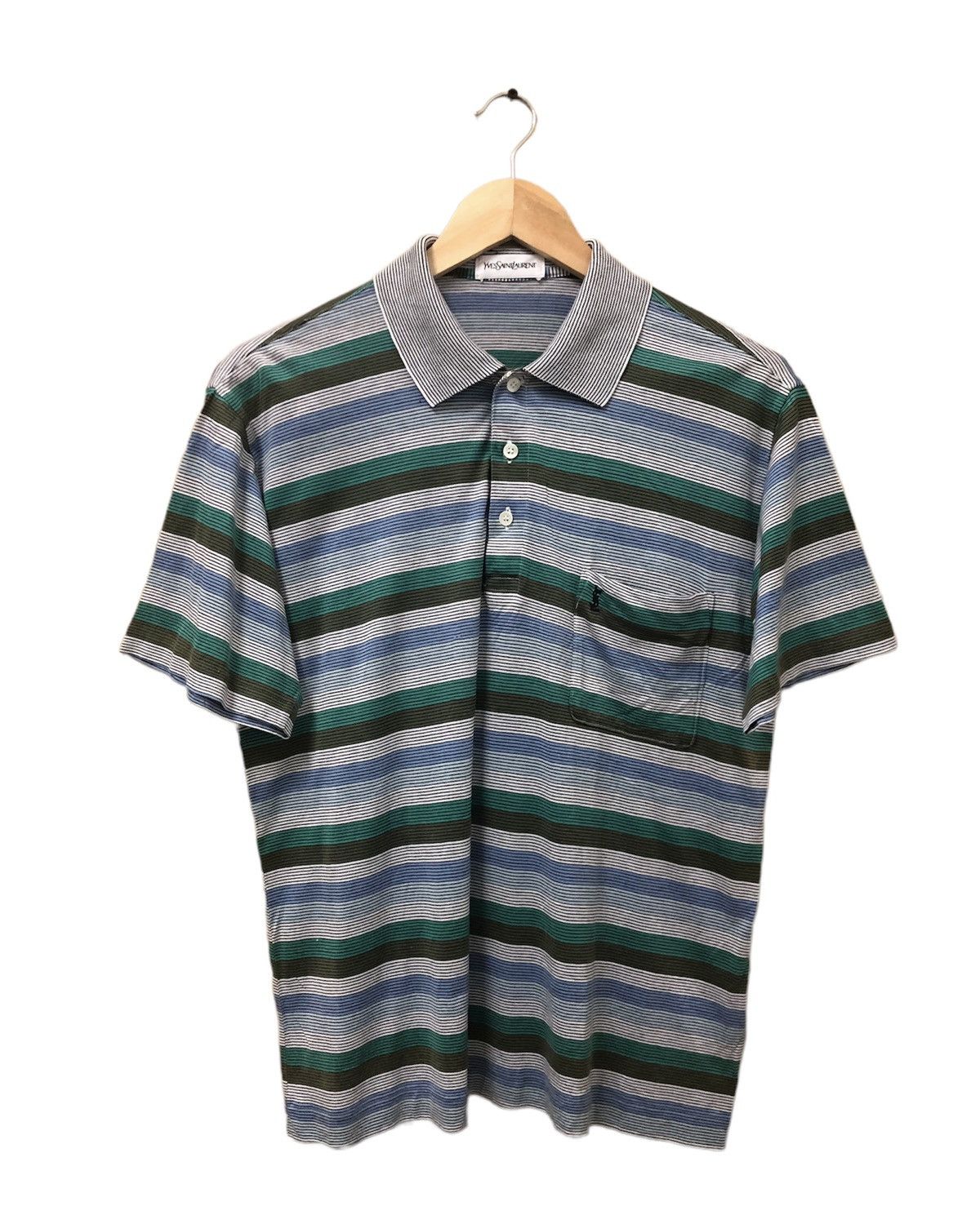 image of Vintage YVES Saint Laurent Strip Polo Shirt, Men's (Size Small)