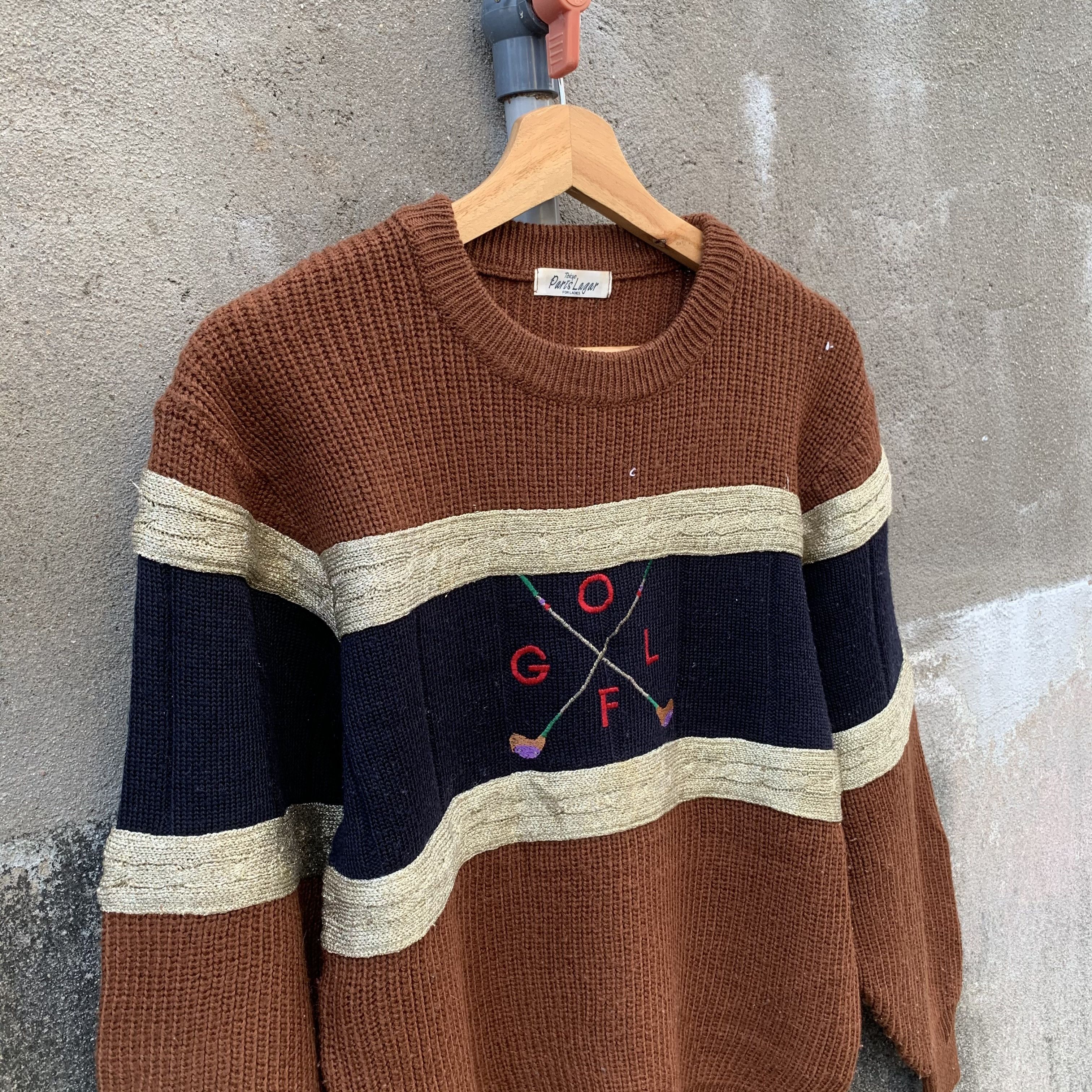 Vintage SEND OFFER🔥Vtg Paris Lag Tokyo Knit Embroidery Golf Sweater Size US S / EU 44-46 / 1 - 5 Thumbnail